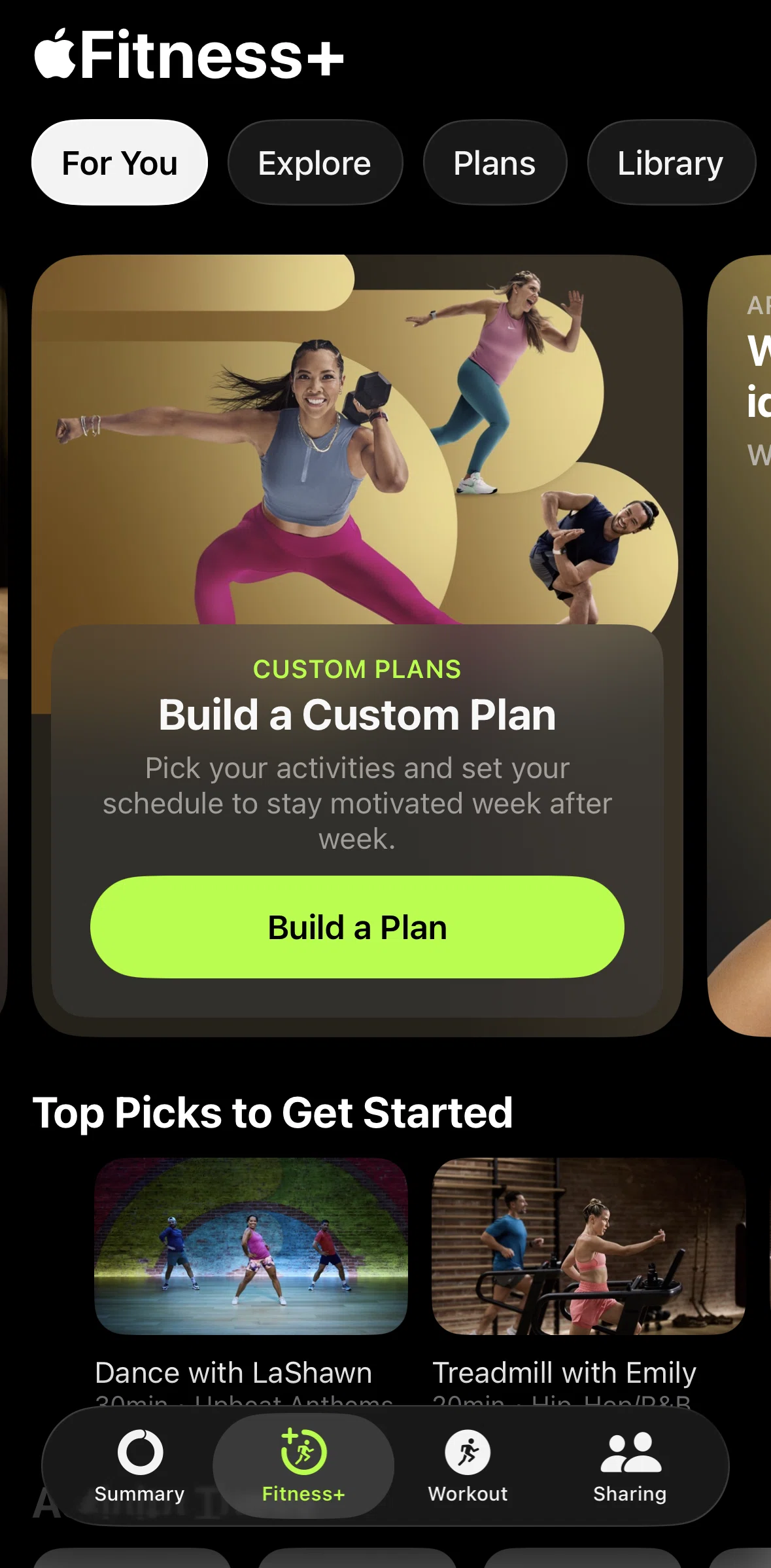 Apple Fitness Screen screen in the Creating a plan flow