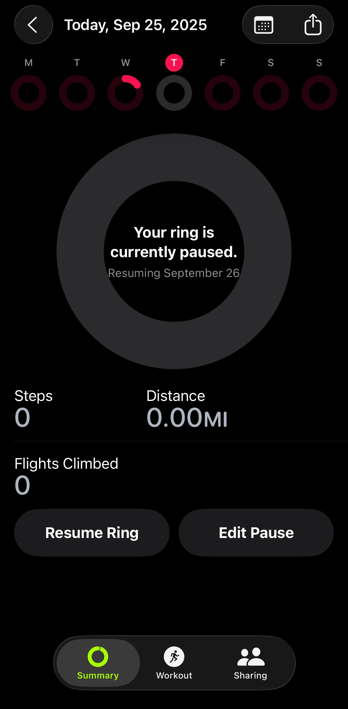 Apple Fitness Screen screen in the Editing pause duration flow