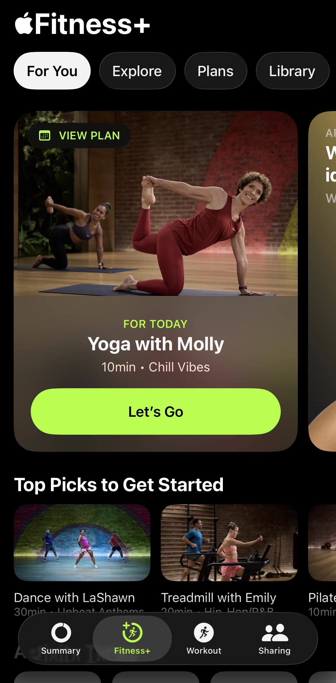 Apple Fitness Screen screen in the Plan calendar flow