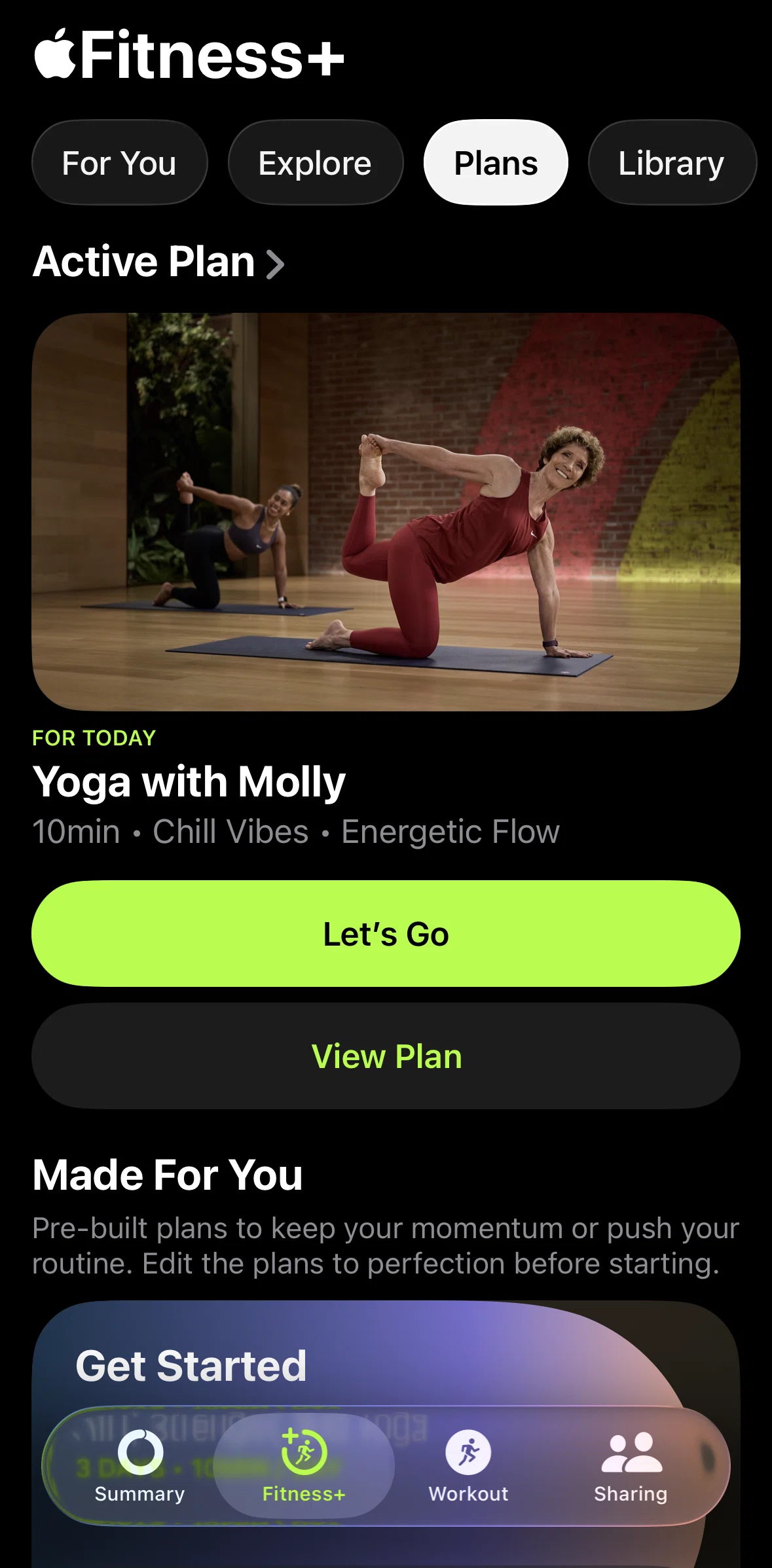 Apple Fitness Screen screen in the Plans flow
