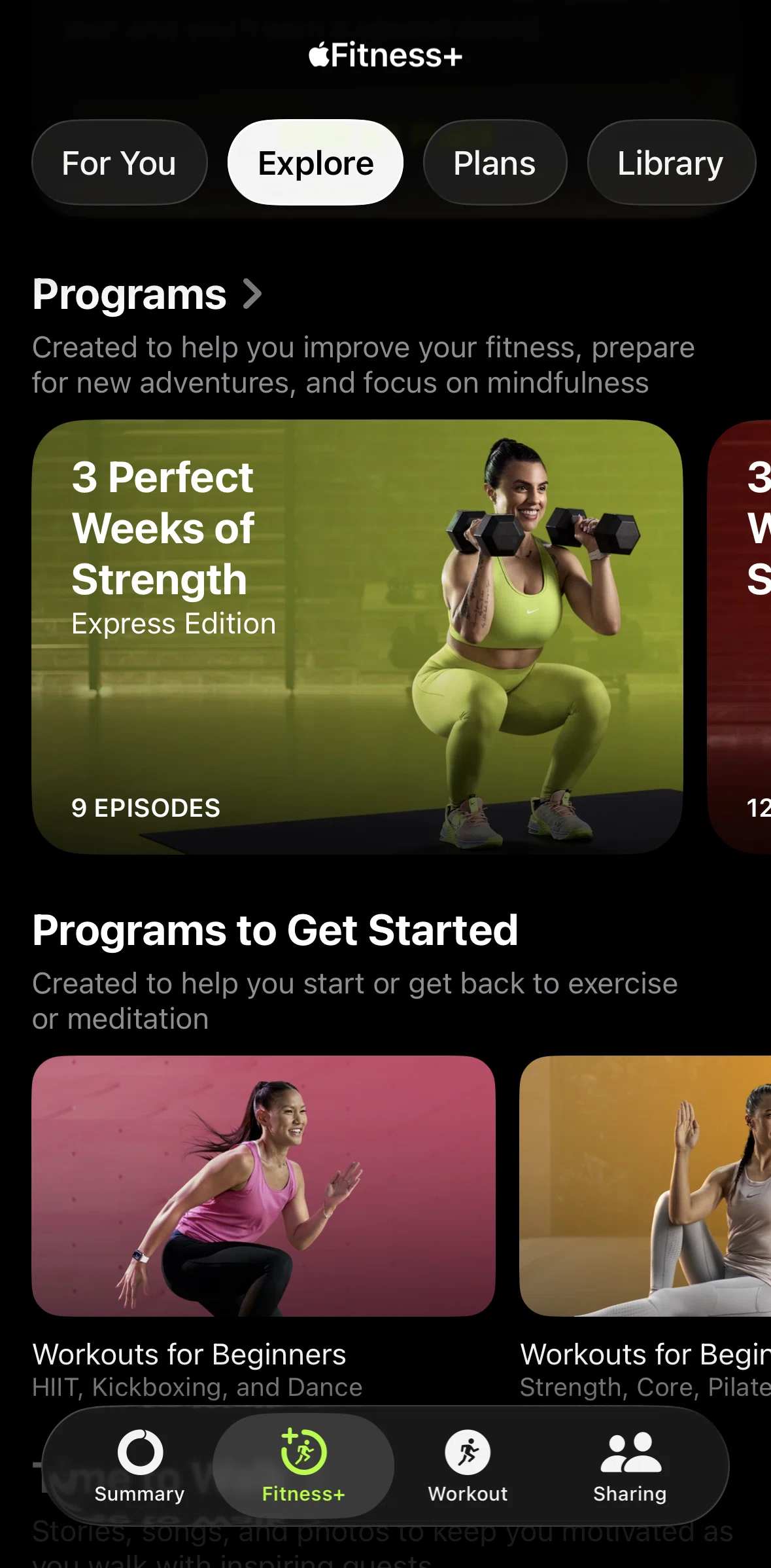 Apple Fitness Screen screen in the Program detail flow