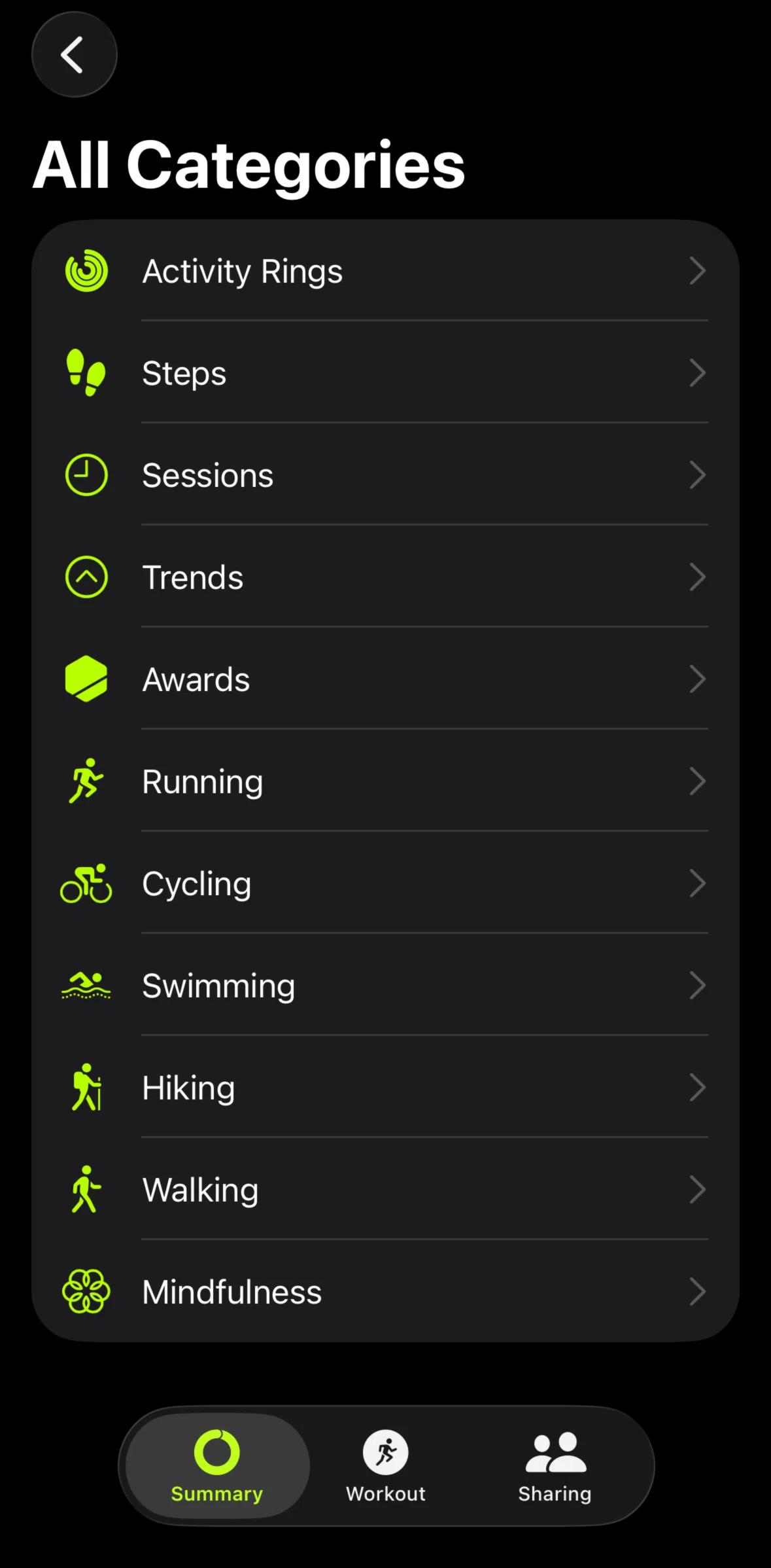 Apple Fitness Screen screen in the Sessions flow