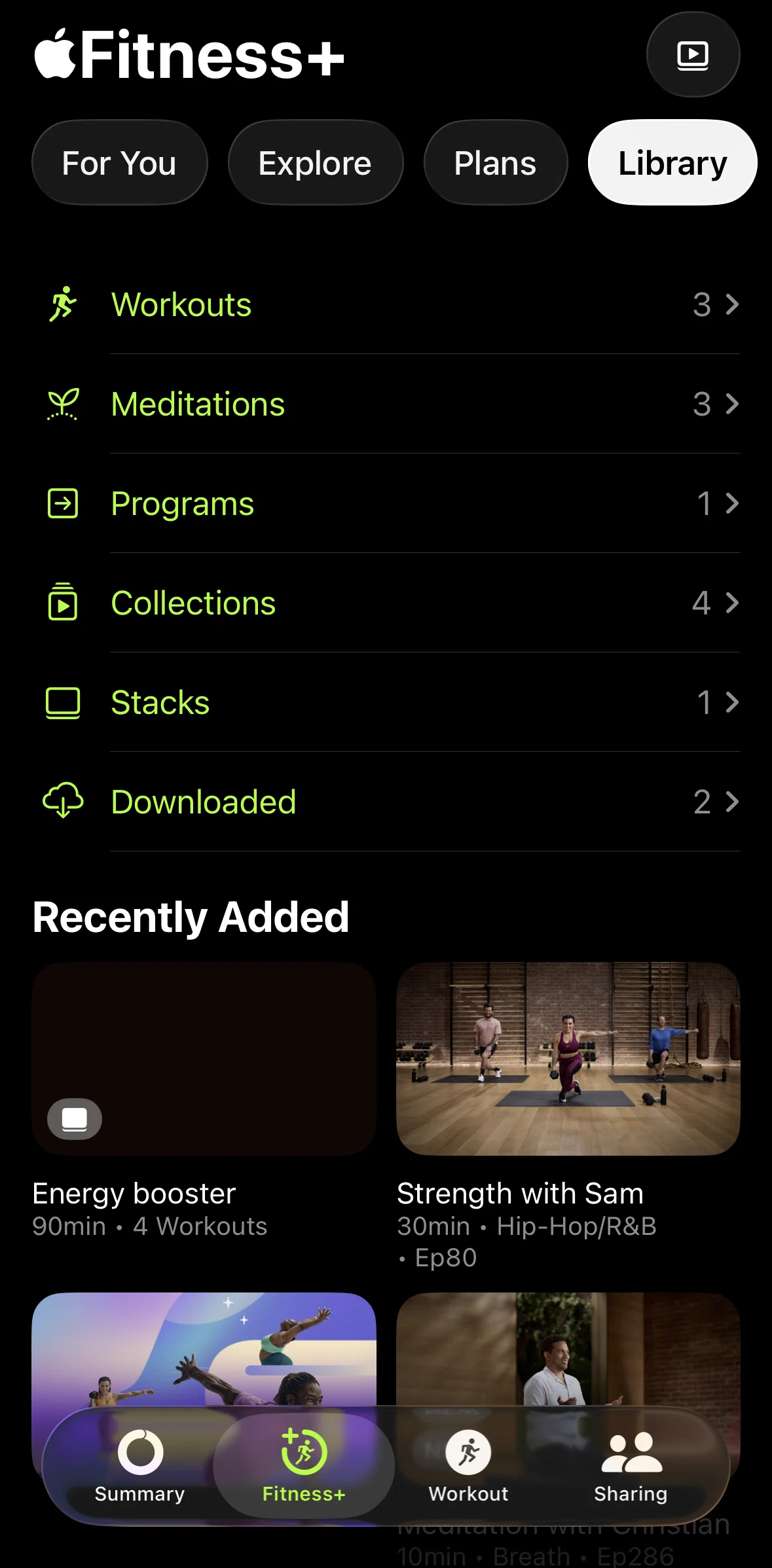 Apple Fitness Screen screen in the Stack detail flow