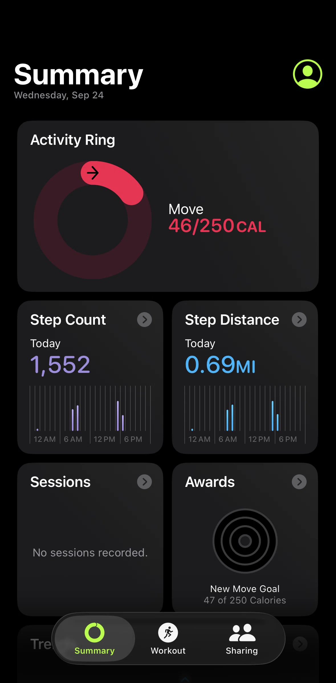 Apple Fitness Screen screen in the Step count flow