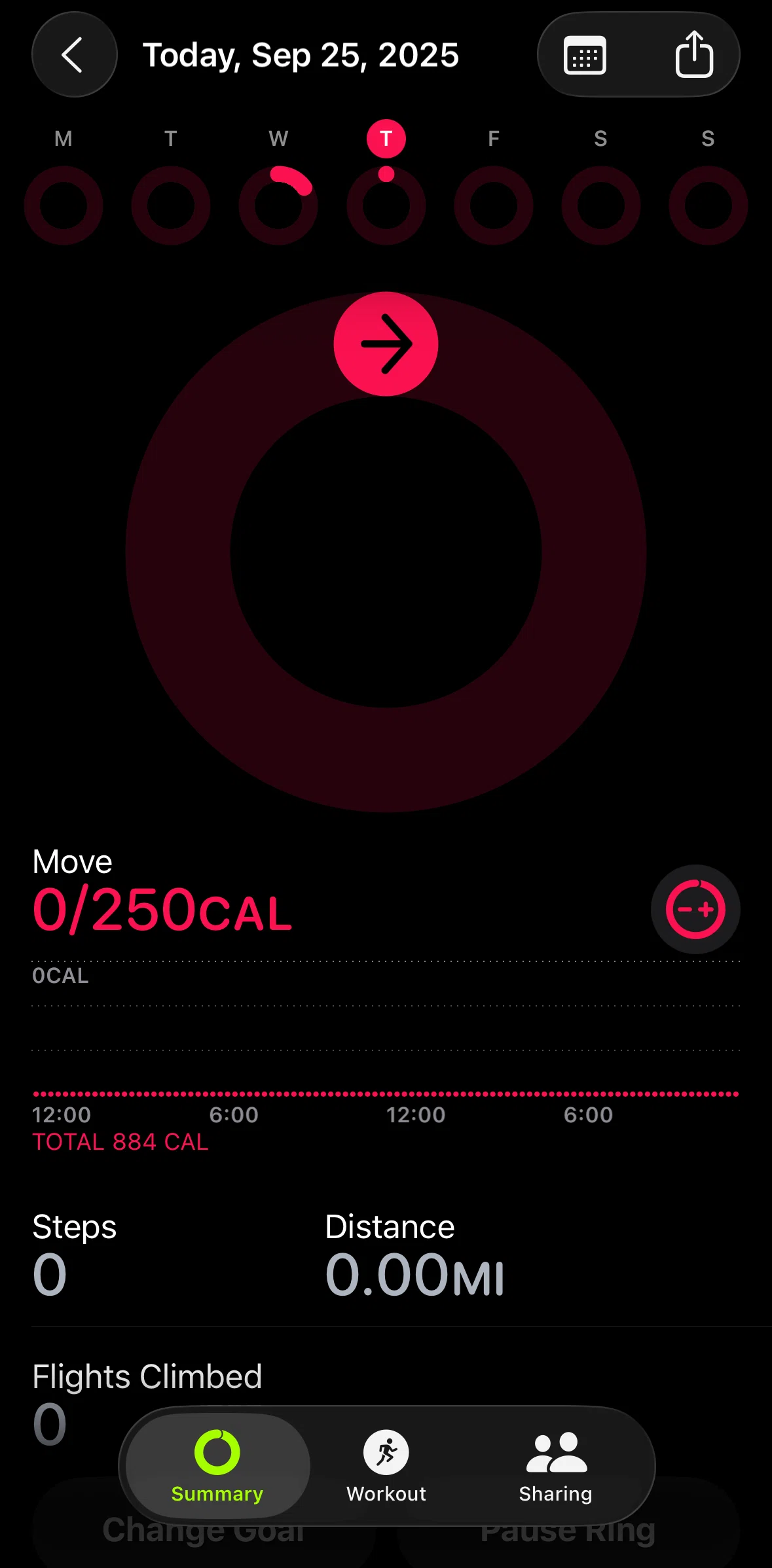 Apple Fitness Screen screen in the Updating today's goal flow