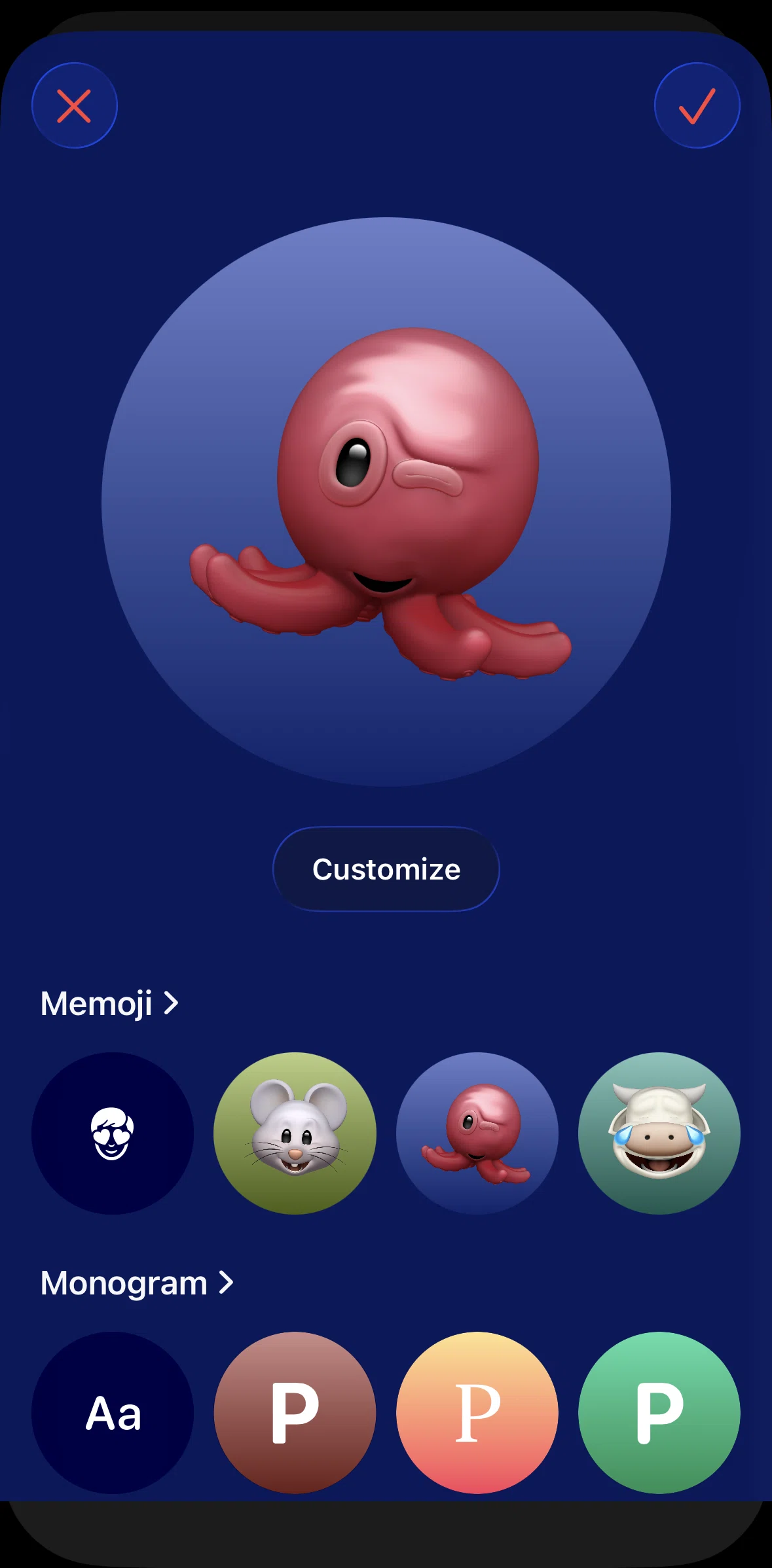 Apple Games Screen screen in the Customizing profile picture flow