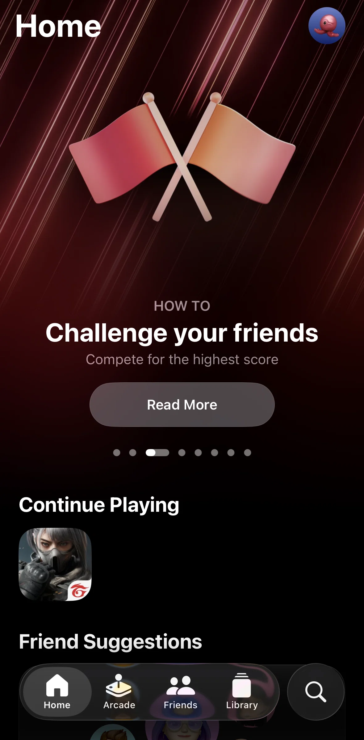 Apple Games Screen screen in the View challenge your friend flow
