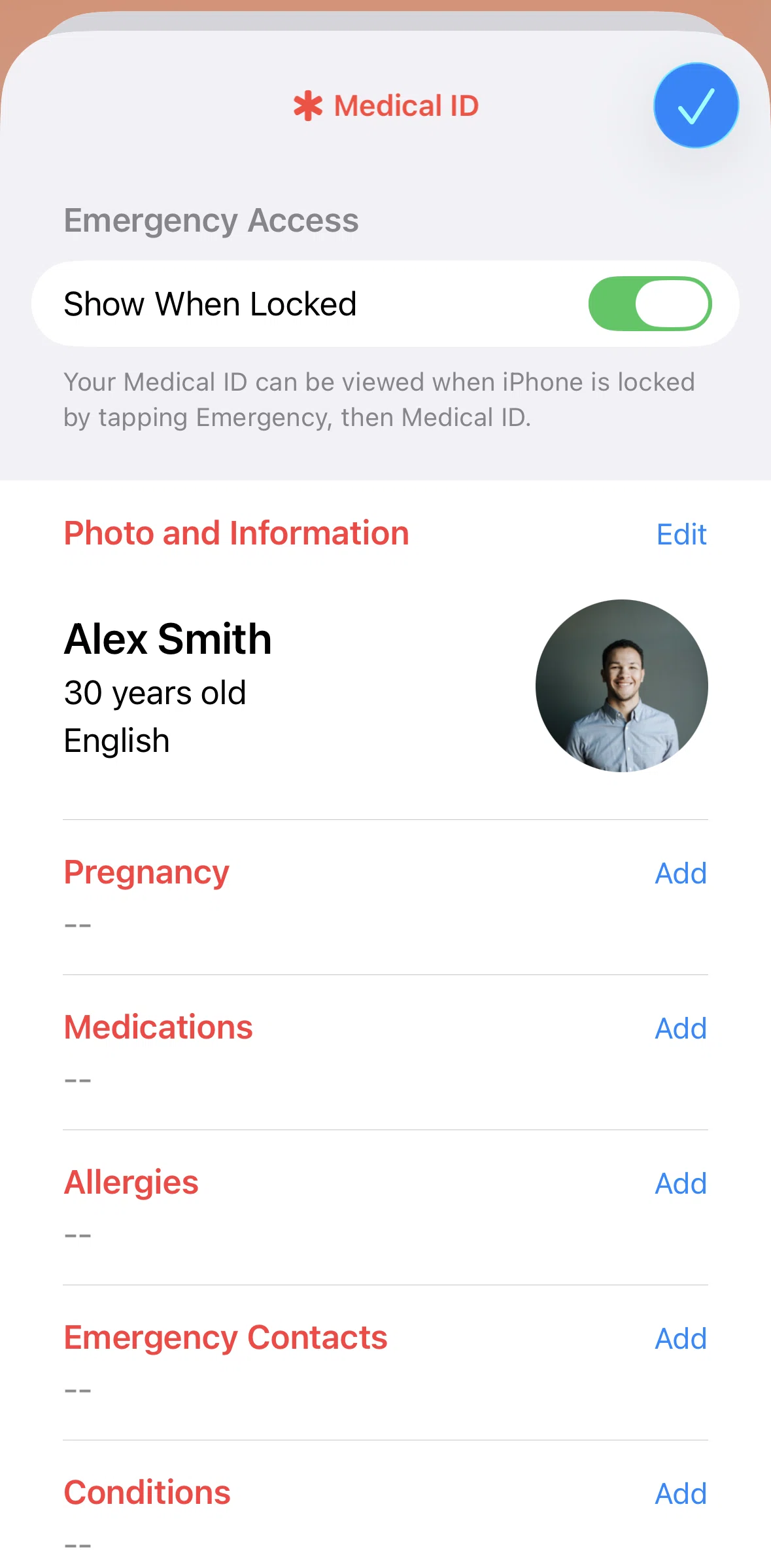 Apple Health Screen screen in the Adding a medication flow