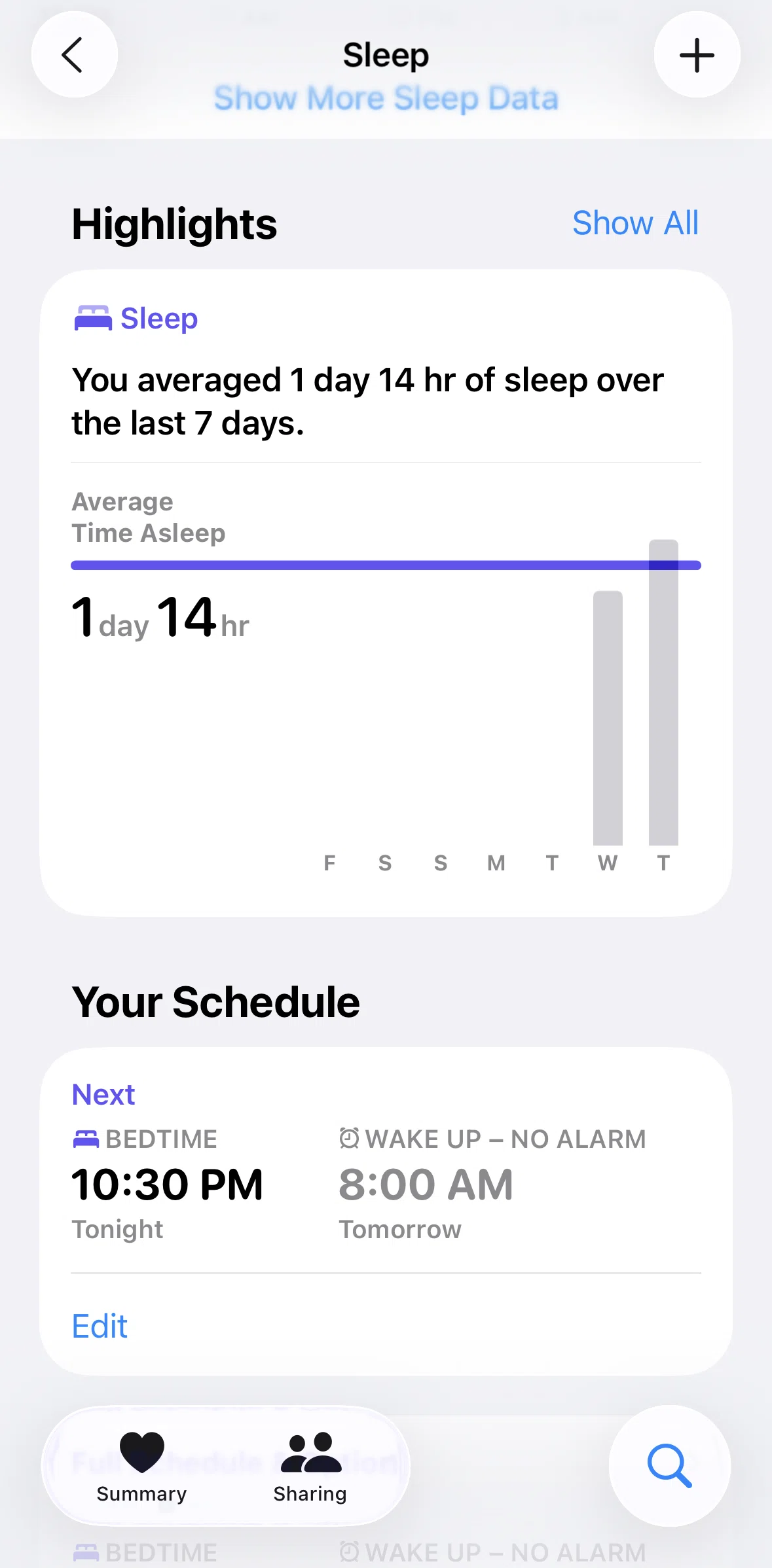 Apple Health Screen screen in the Adding a sleep flow