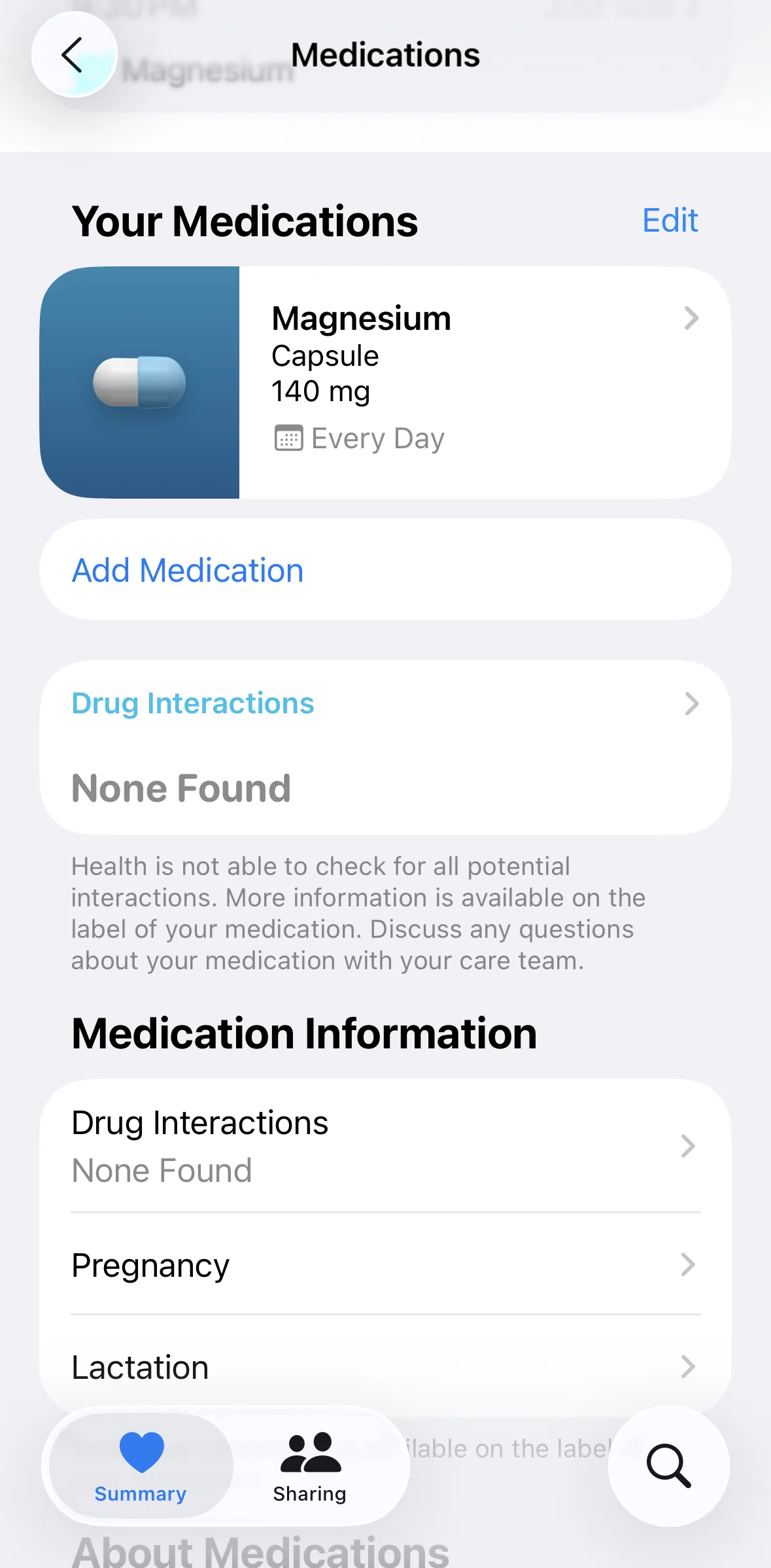 Apple Health Screen screen in the Archiving a medication flow