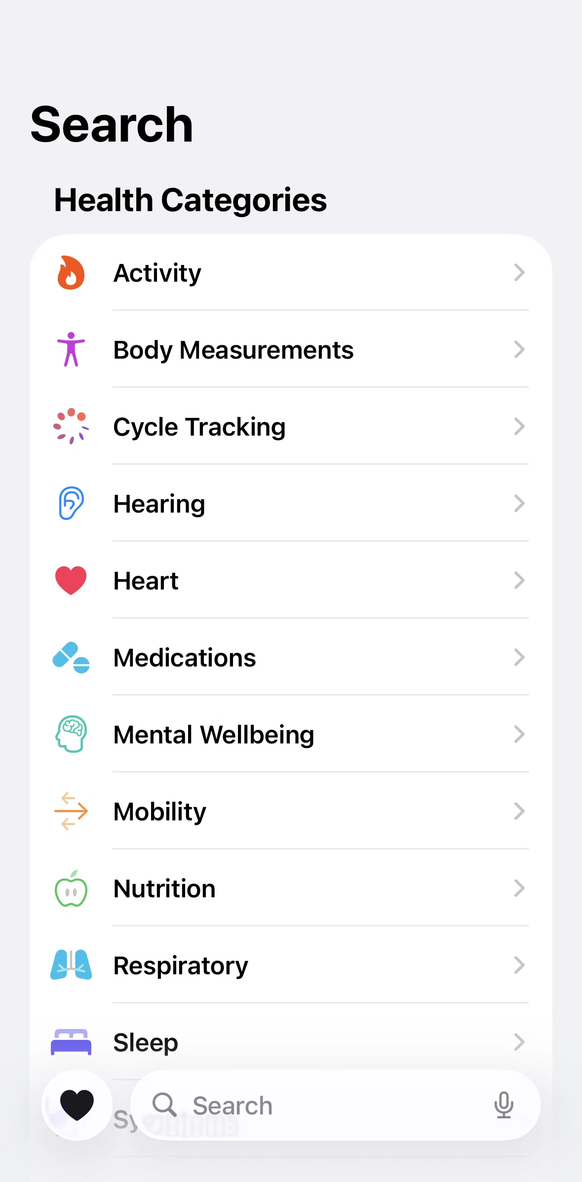 Apple Health Screen screen in the Setting up cycle tracking flow