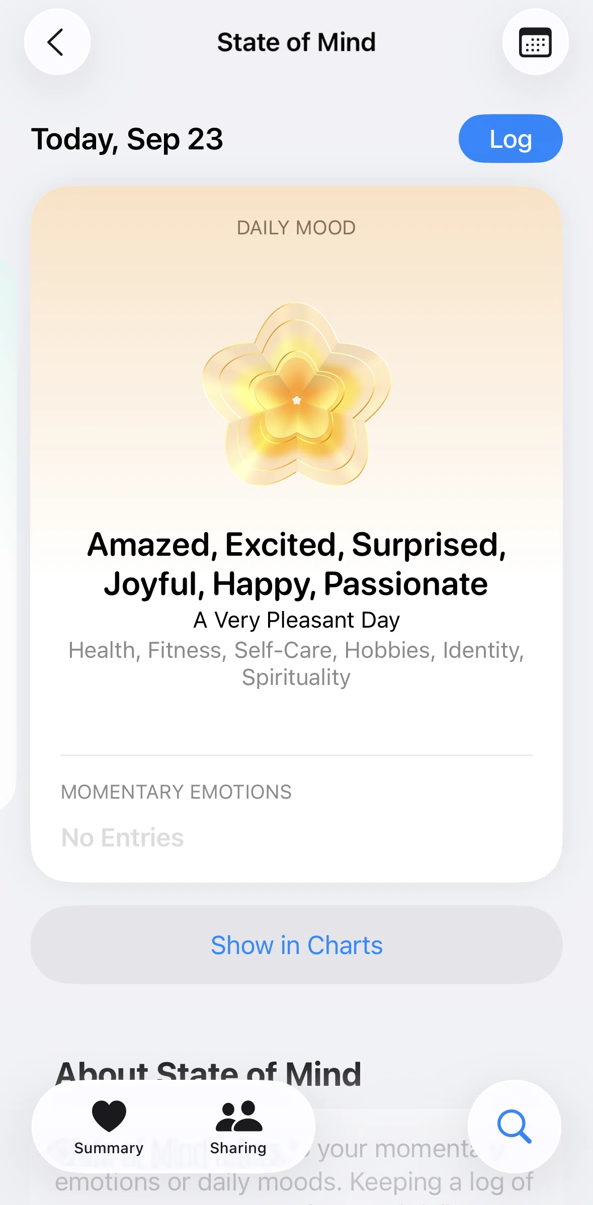 Apple Health Screen screen in the State of mind detail flow