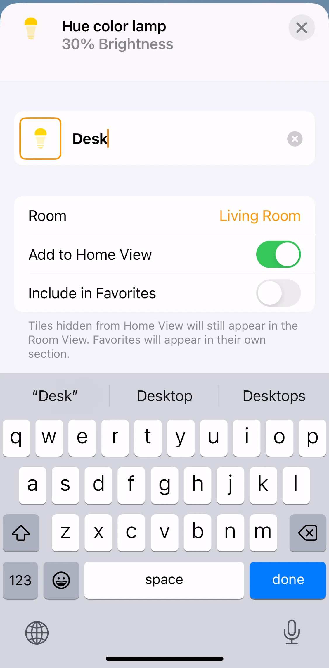 Apple Home Screen screen in the Adding an accessory to Favorites flow