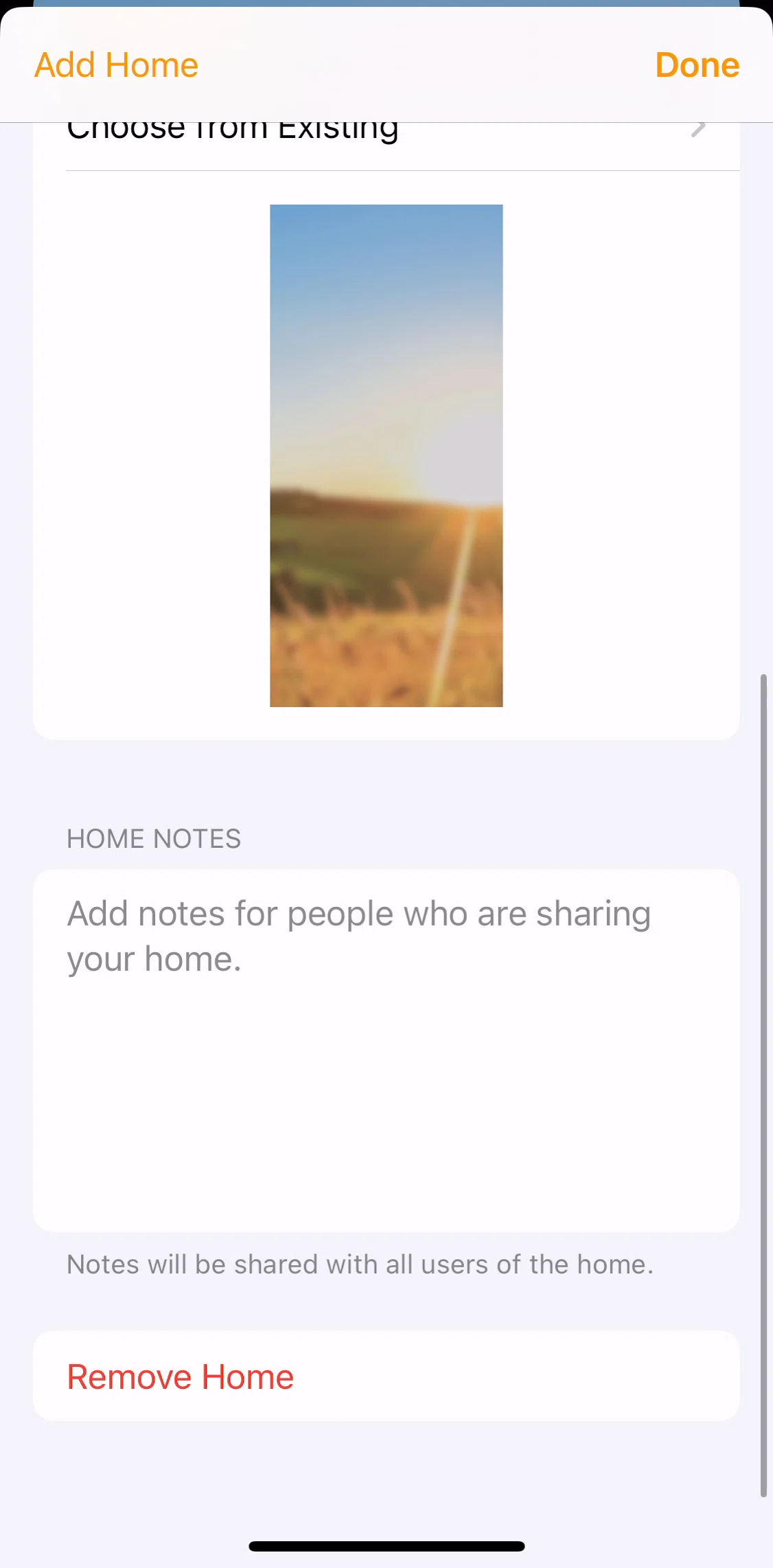 Apple Home Screen screen in the Adding notes flow
