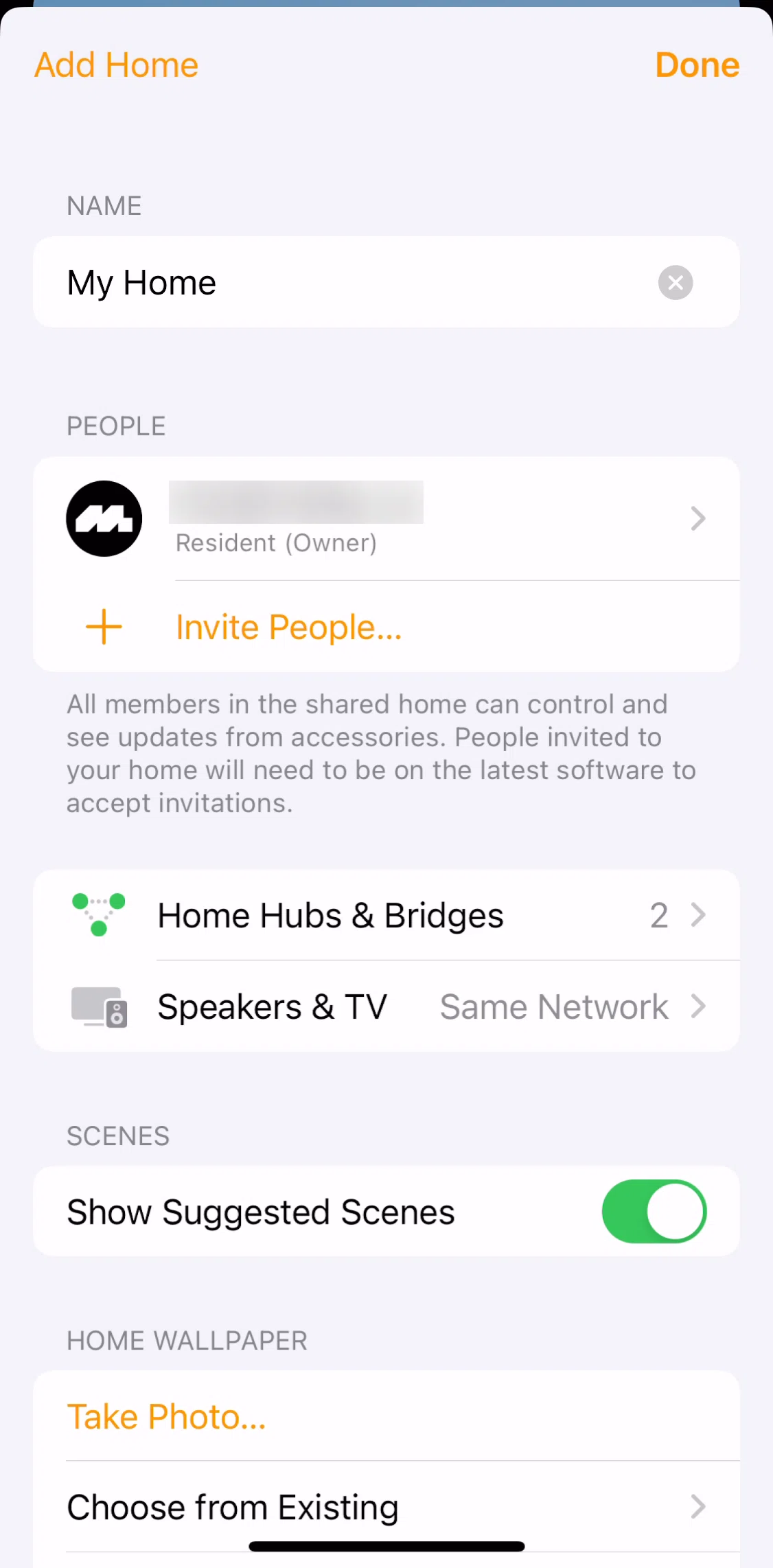 Apple Home Screen screen in the Changing Home name flow