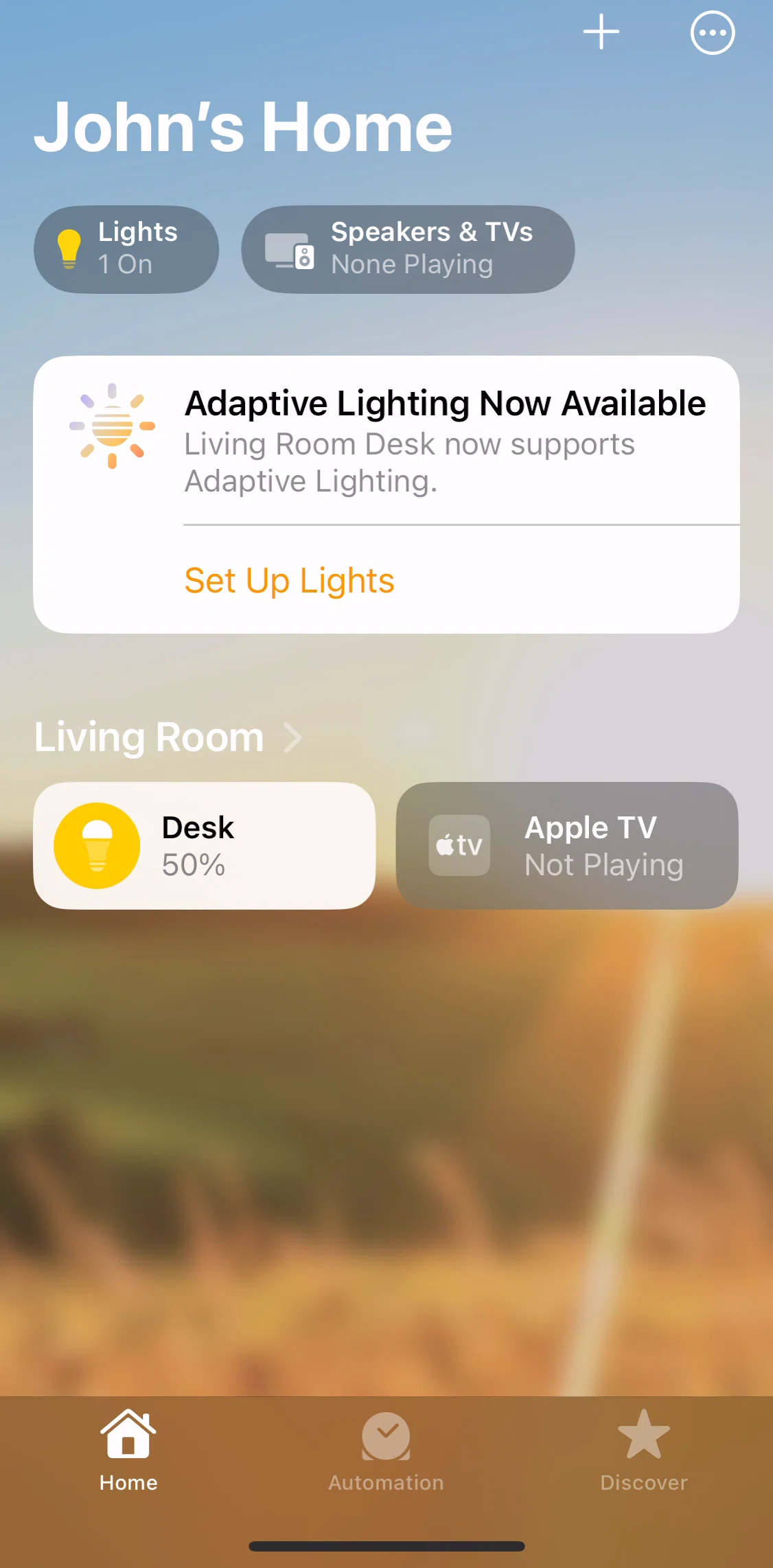Apple Home Screen screen in the Enabling Adaptive Lightning flow