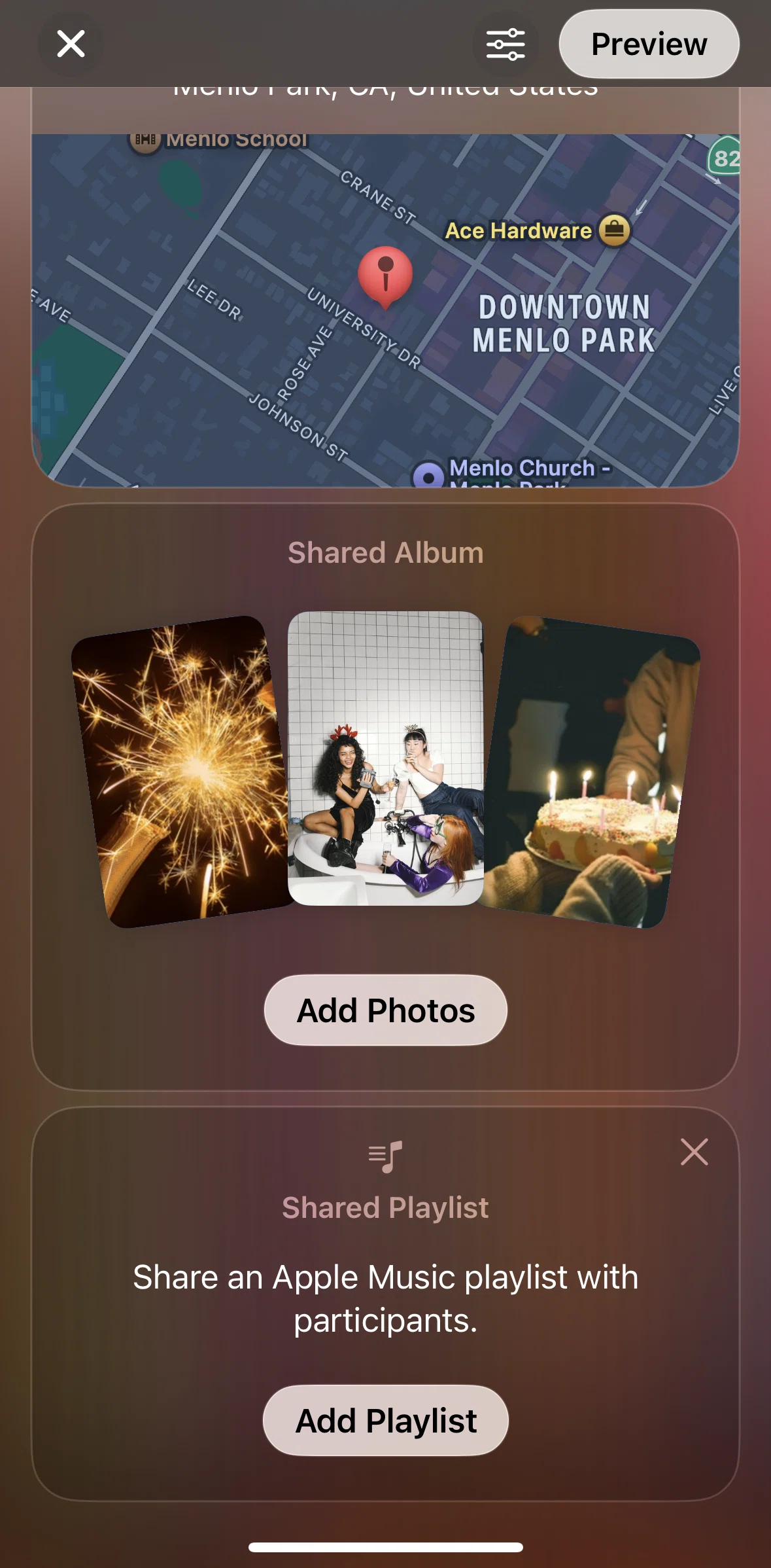 Apple Invites Screen screen in the Adding a playlist flow