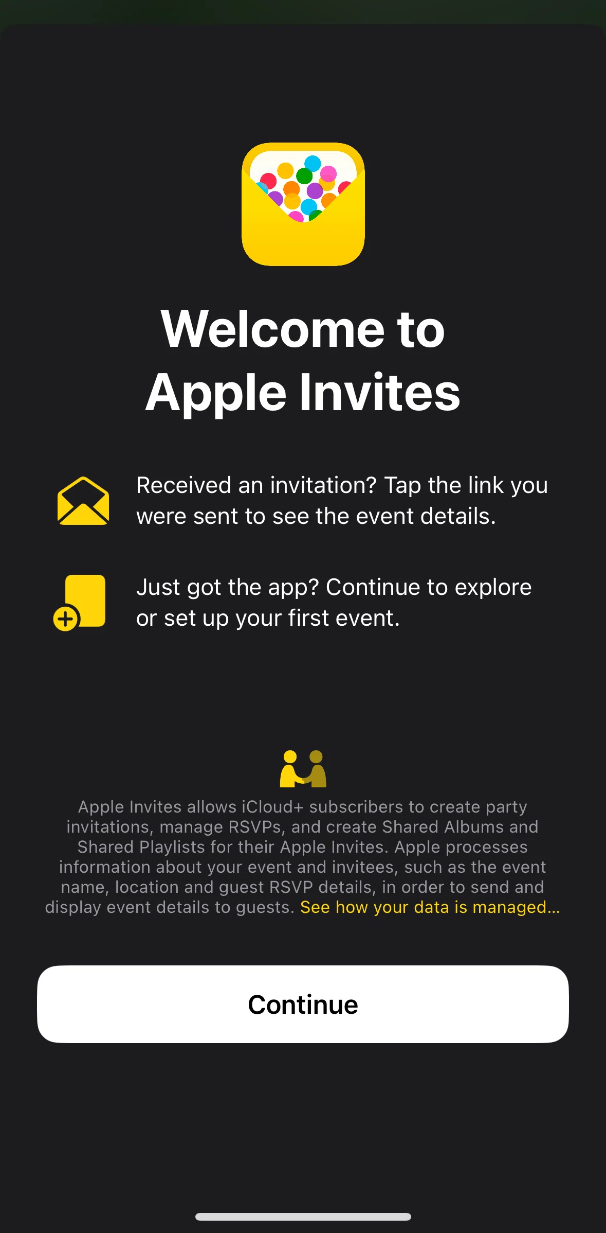 Apple Invites Screen screen in the Onboarding flow