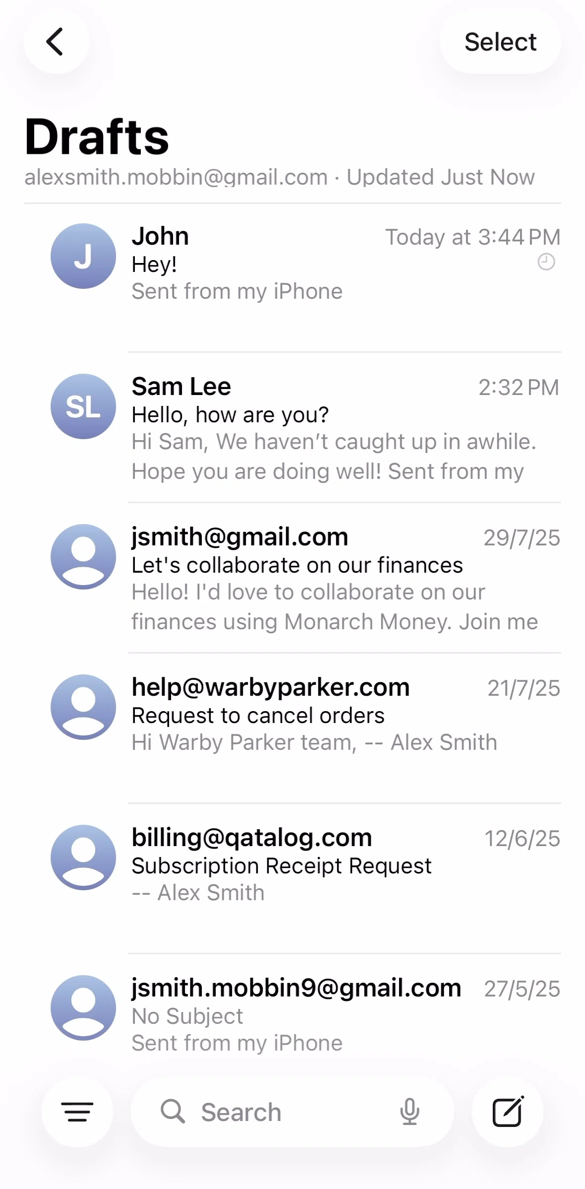 Apple Mail Screen screen in the Deleting a draft flow