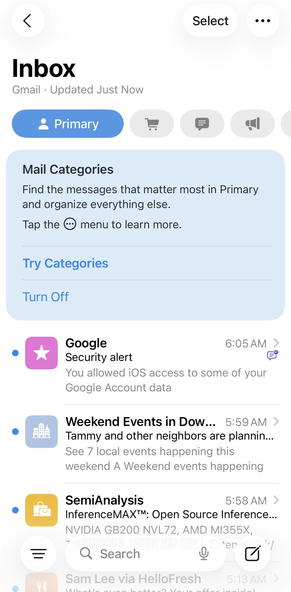 Apple Mail Screen screen in the Filtering inbox flow