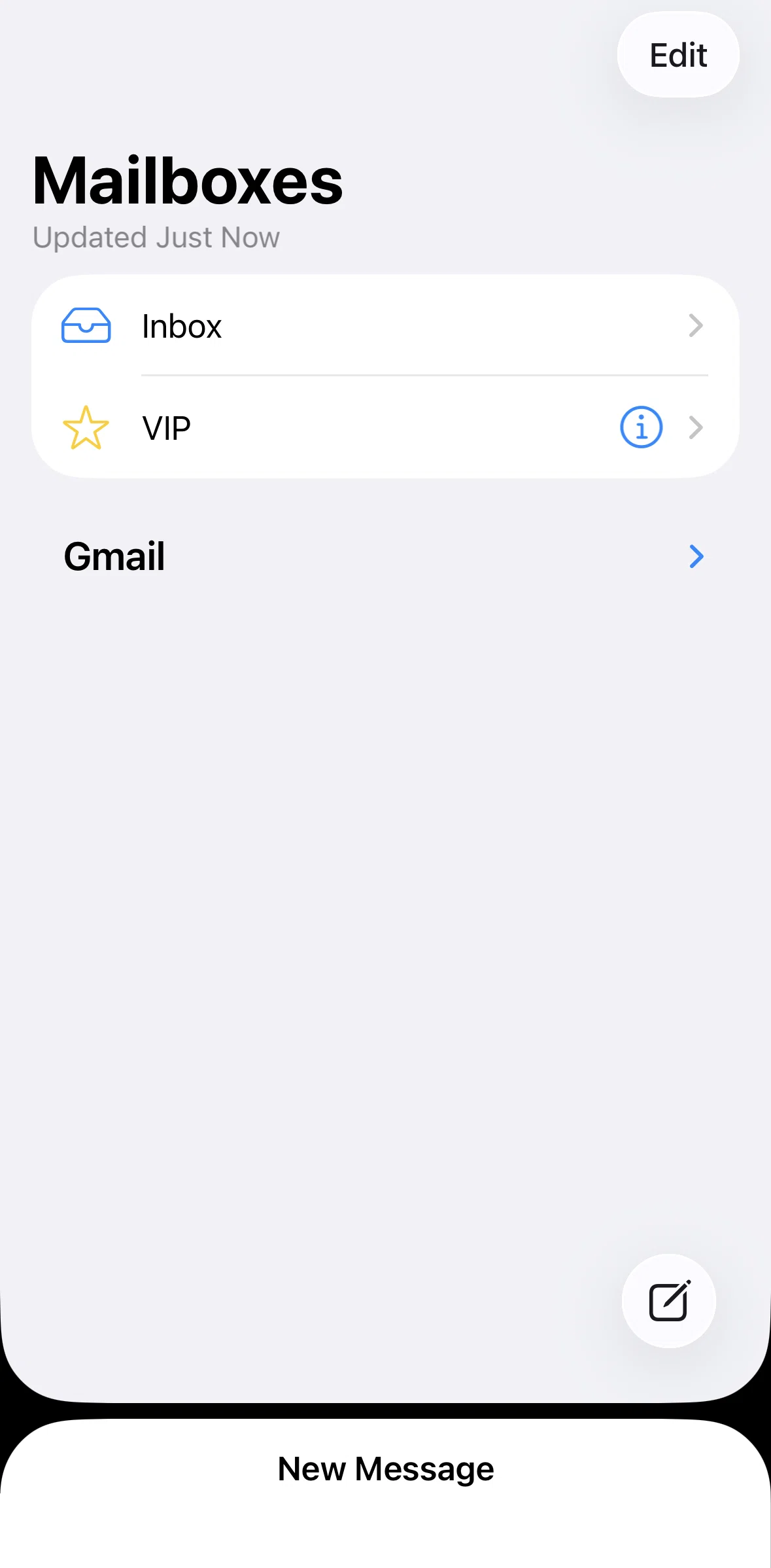 Apple Mail Screen screen in the VIP mailbox flow