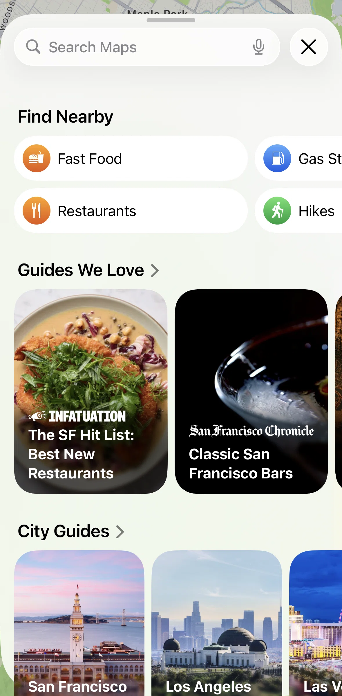 Apple Maps Screen screen in the City Guides flow