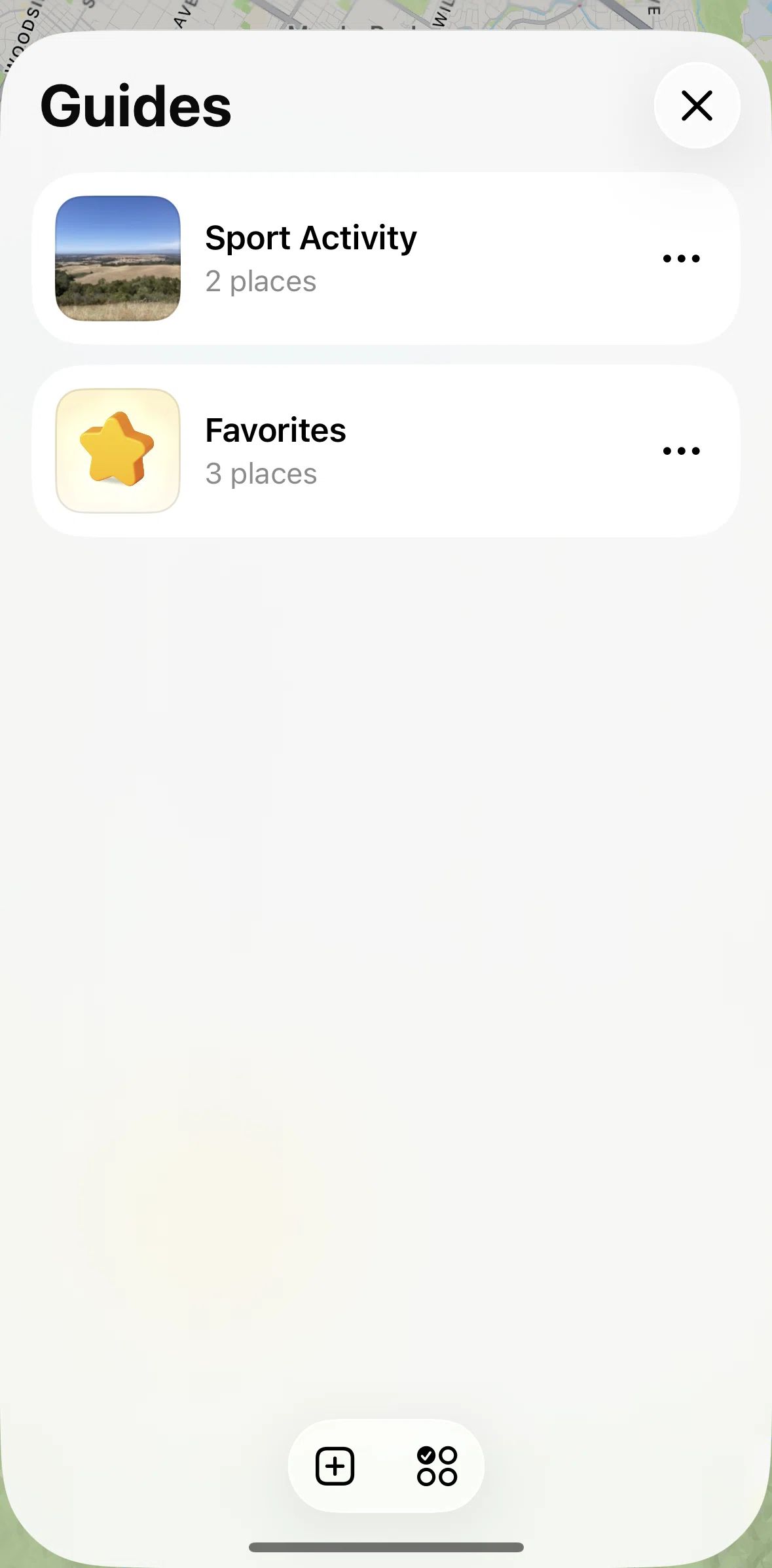 Apple Maps Screen screen in the Deleting a guide flow