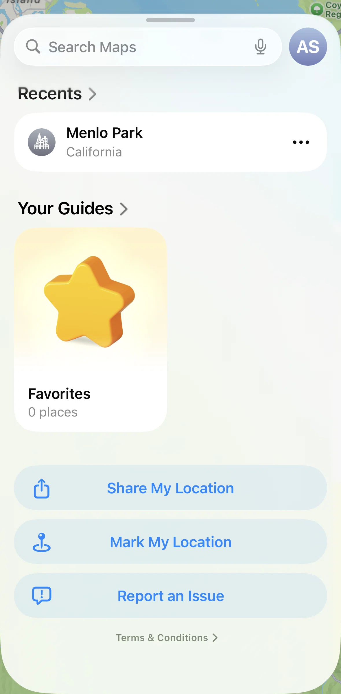 Apple Maps Screen screen in the Favorite flow
