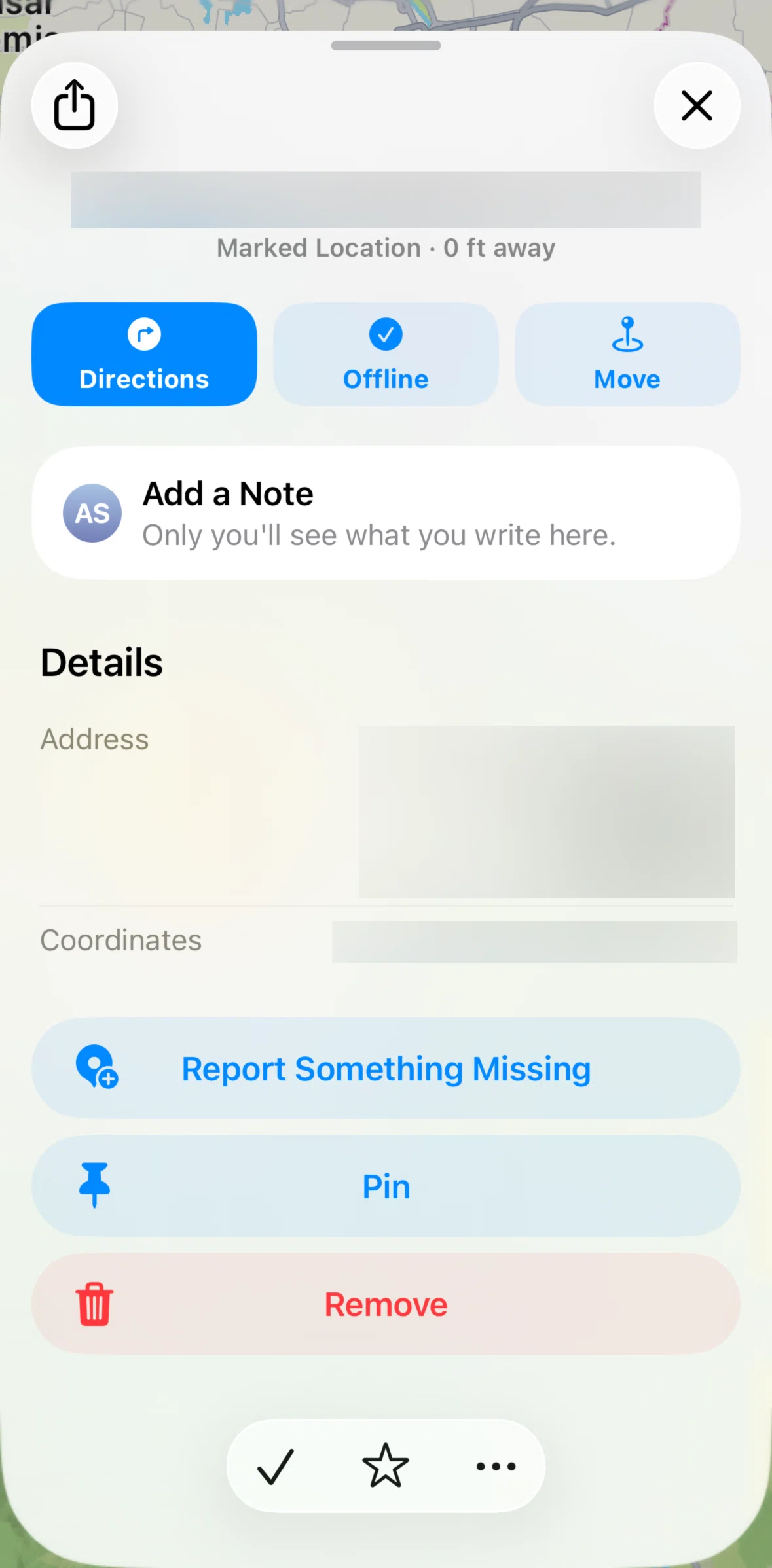 Apple Maps Screen screen in the Reporting a missing place flow
