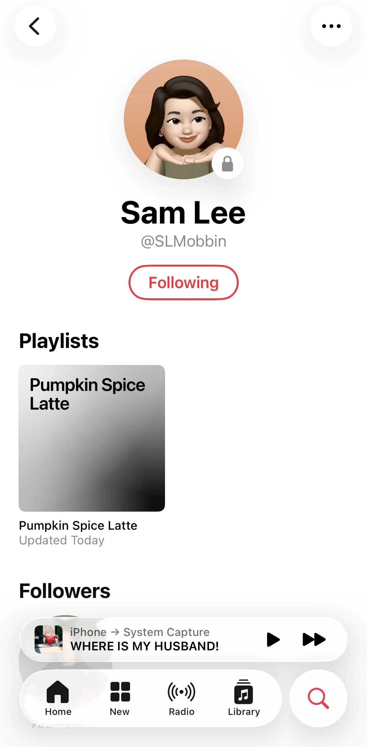 Apple Music Screen screen in the Blocking a user flow