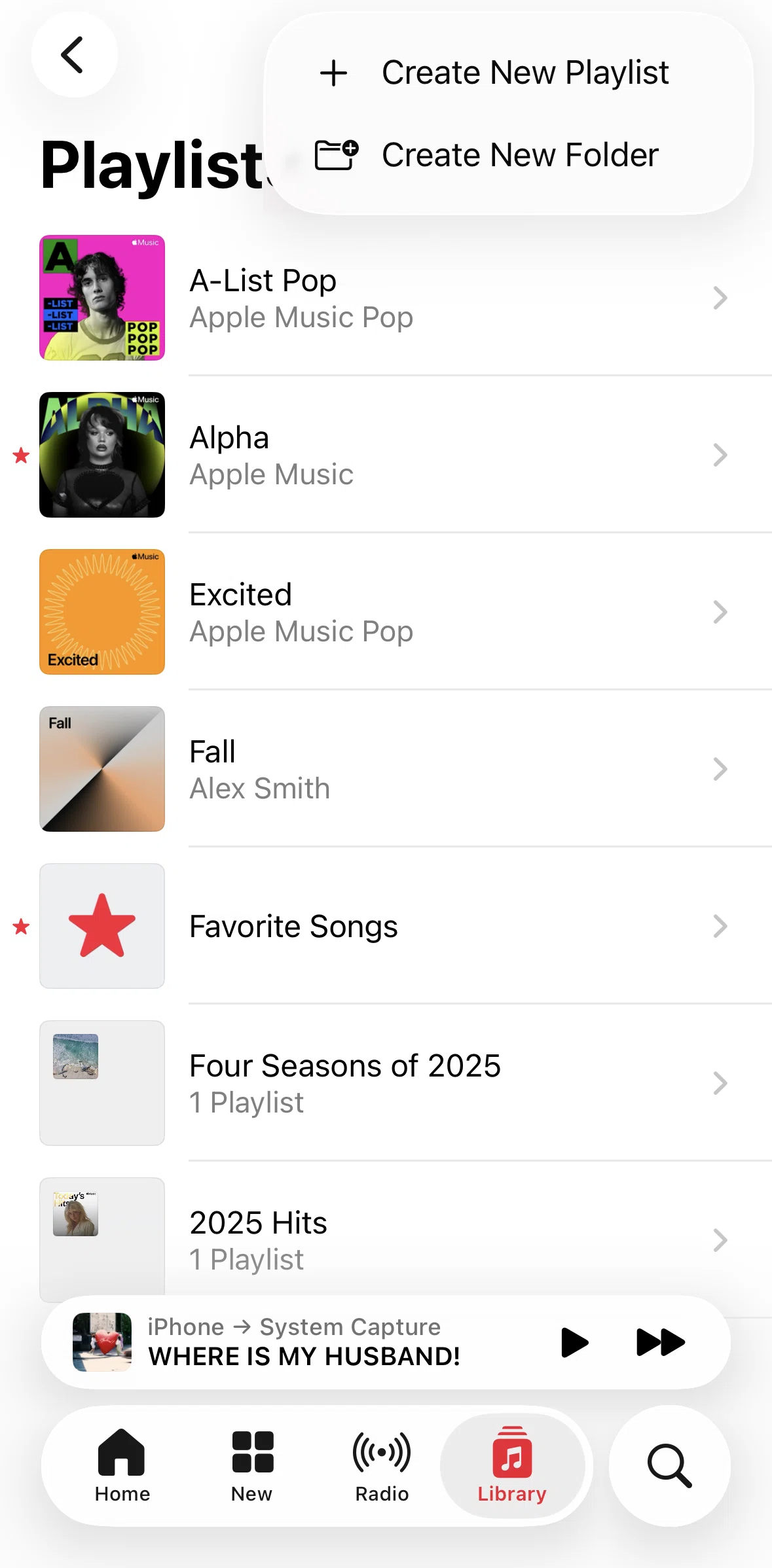Apple Music Screen screen in the Creating a new folder flow