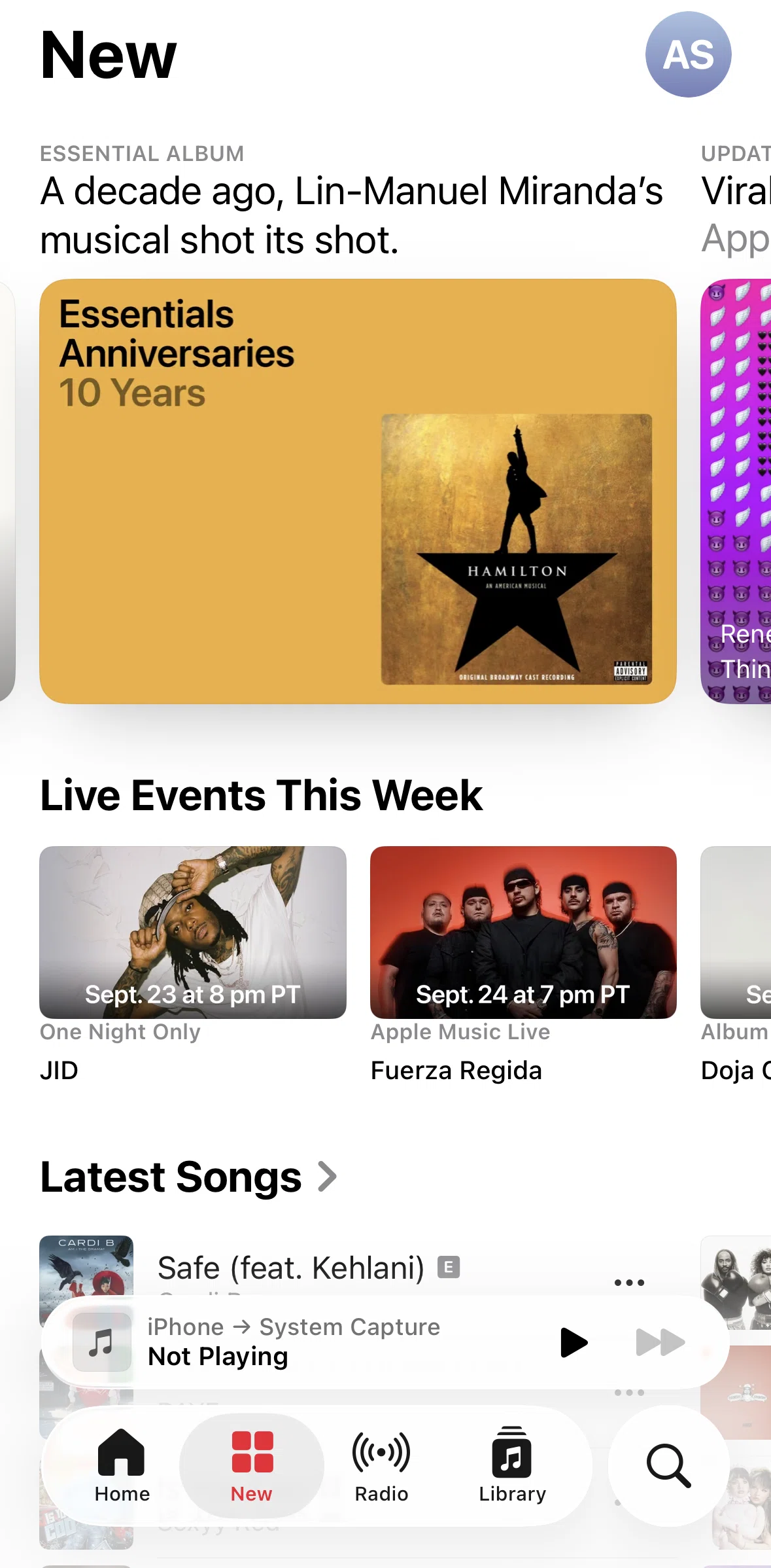 Apple Music Screen screen in the Featured album flow