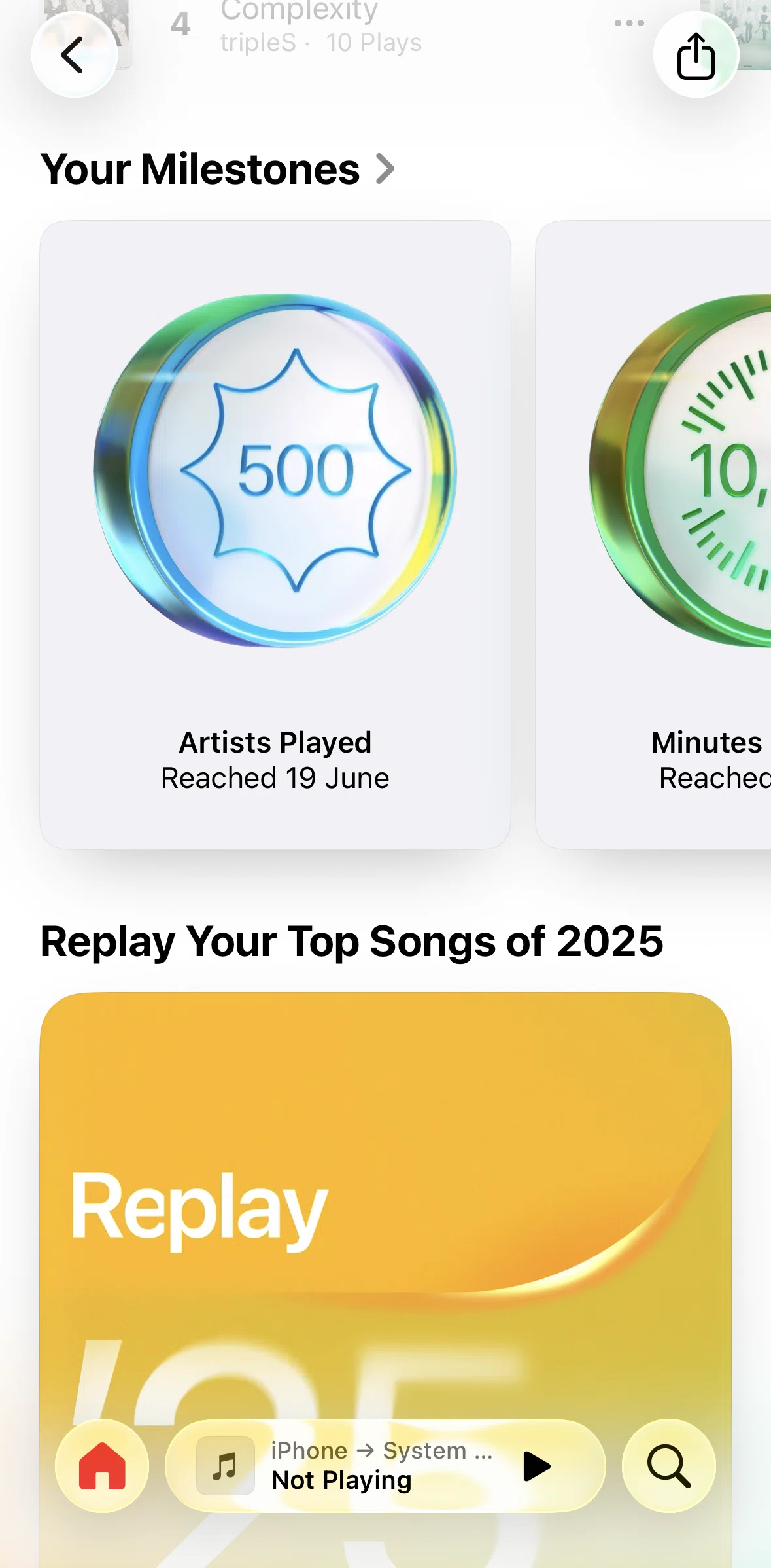 Apple Music Screen screen in the Milestones flow
