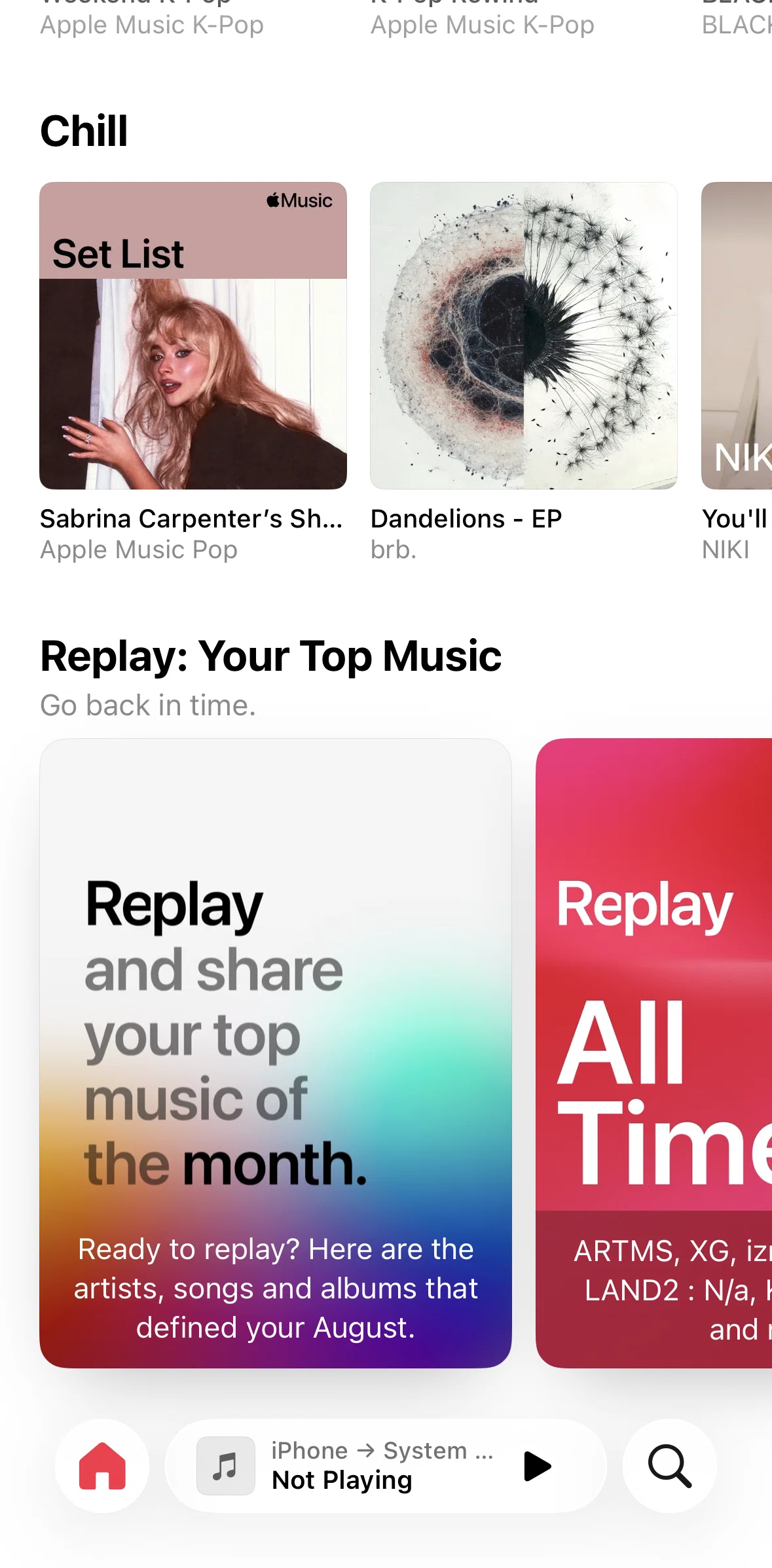 Apple Music Screen screen in the Replay flow