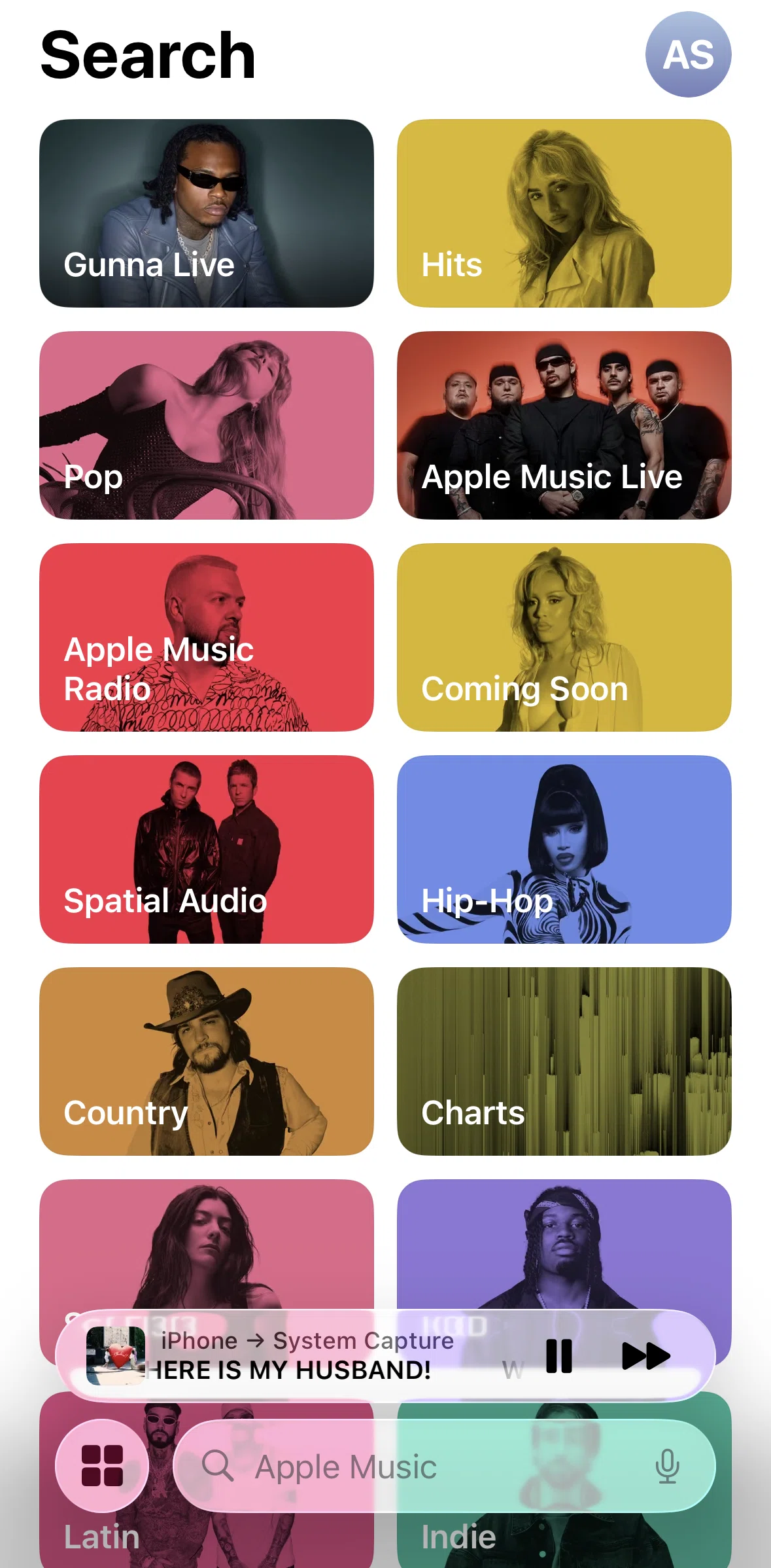 Apple Music Screen screen in the Searching Apple Music flow
