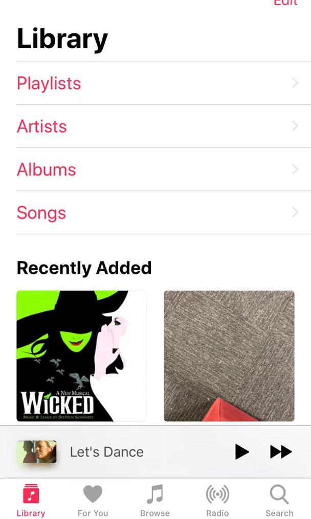 Apple Music Library screen in the Searching flow