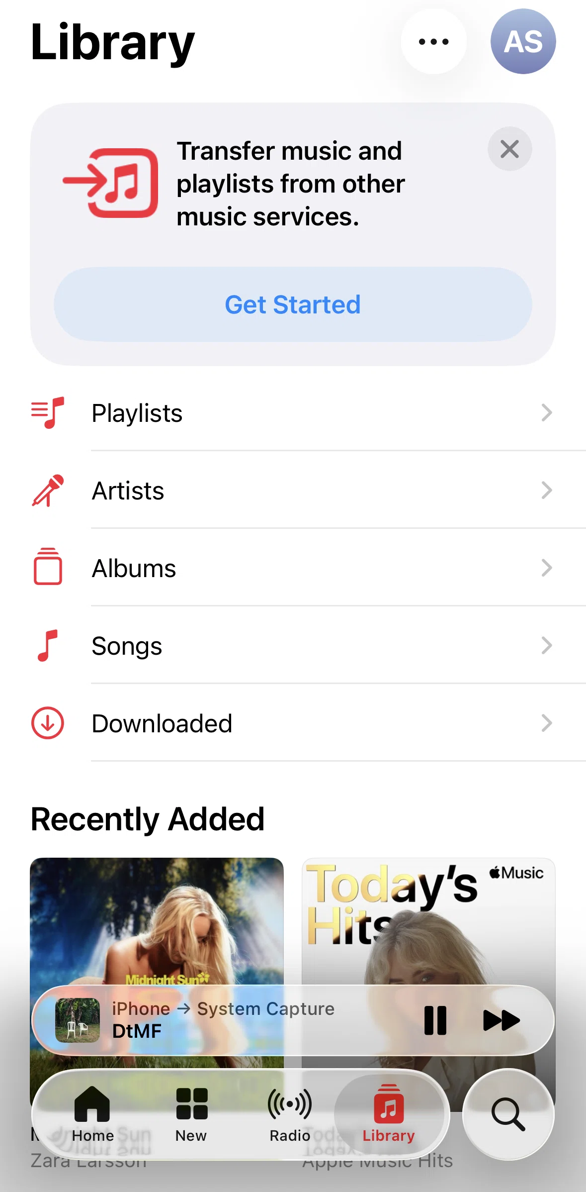 Apple Music Screen screen in the Songs flow