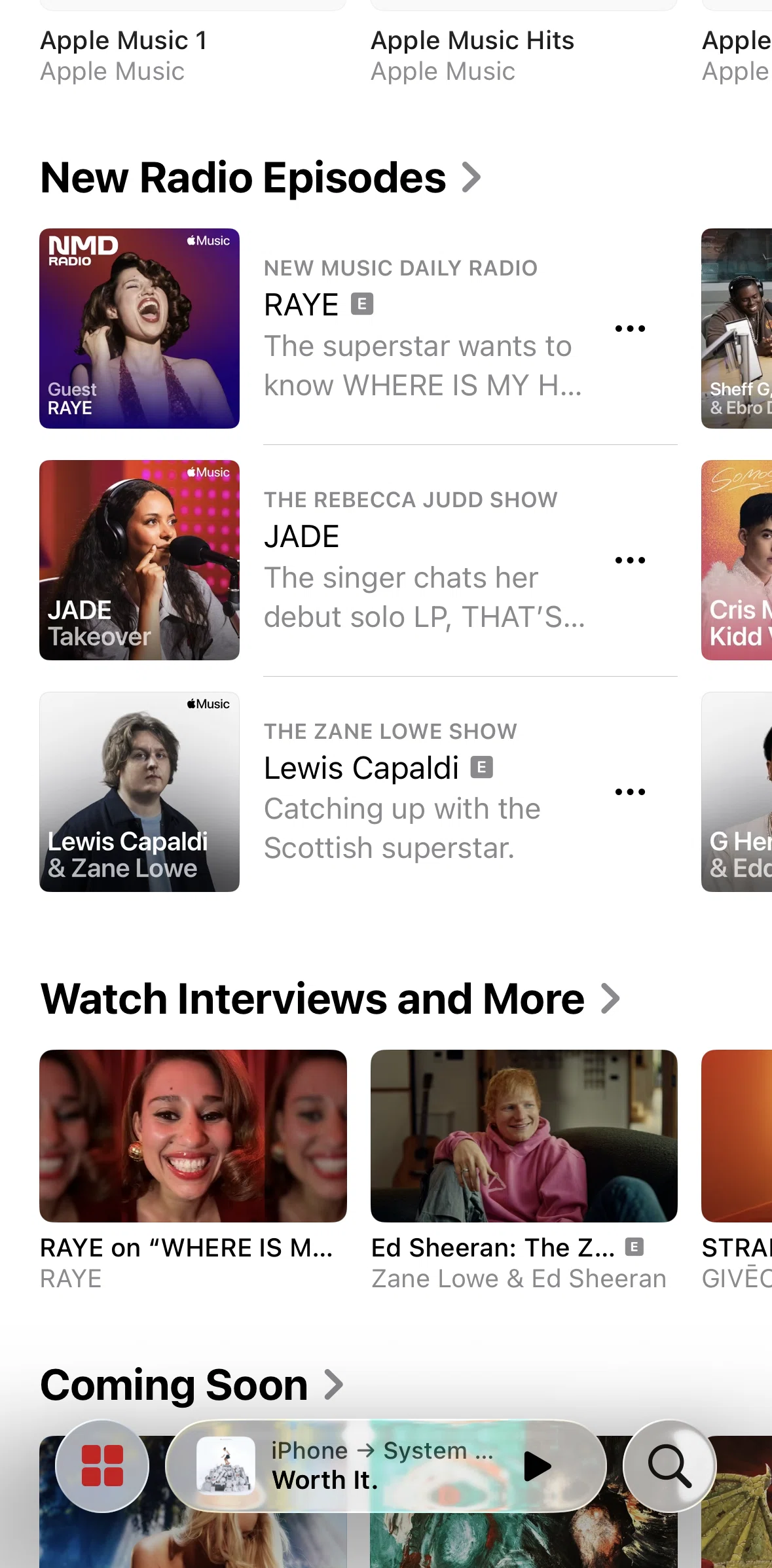 Apple Music Screen screen in the Watching a video flow
