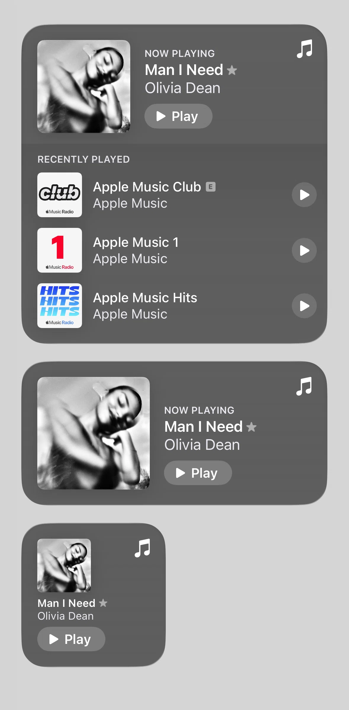 Apple Music Screen screen in the Widgets flow