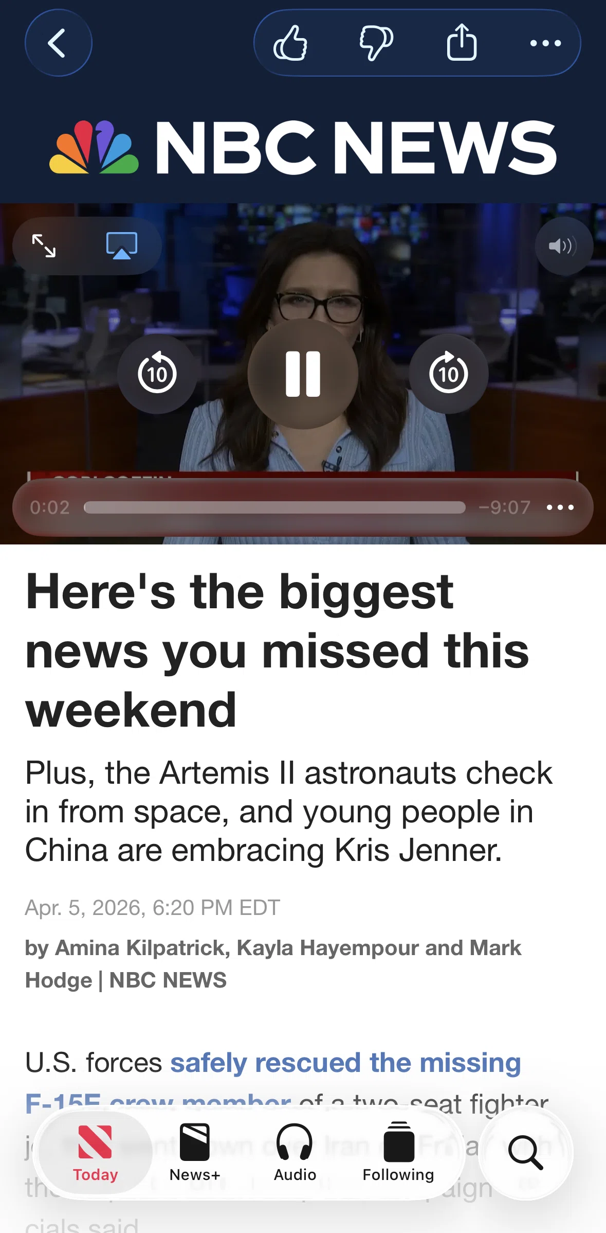 Apple News Screen screen in the Setting playback speed flow