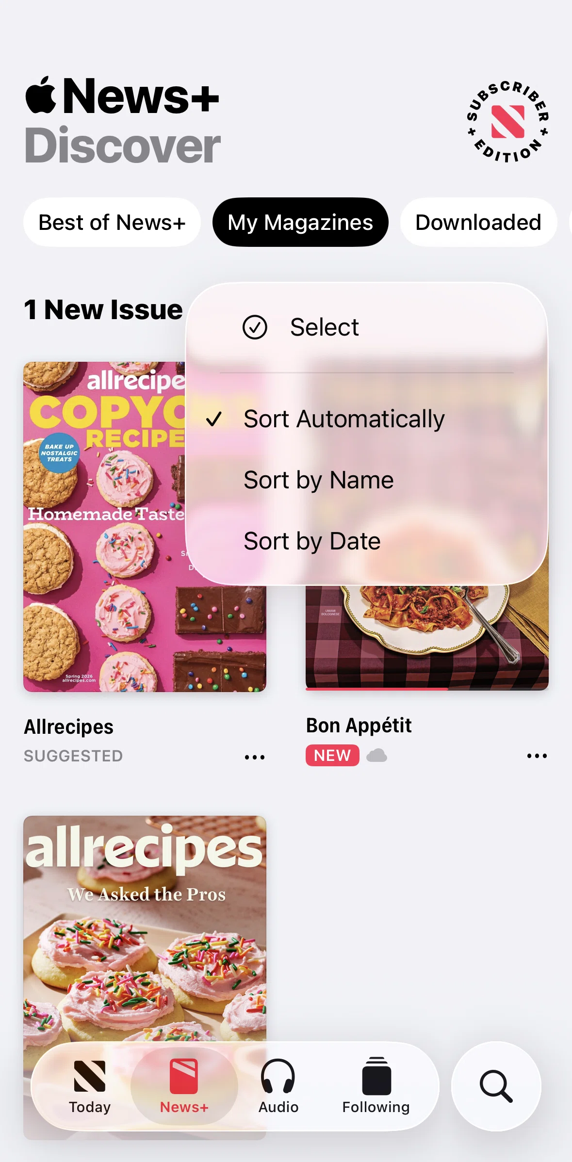Apple News Screen screen in the Sorting issues flow