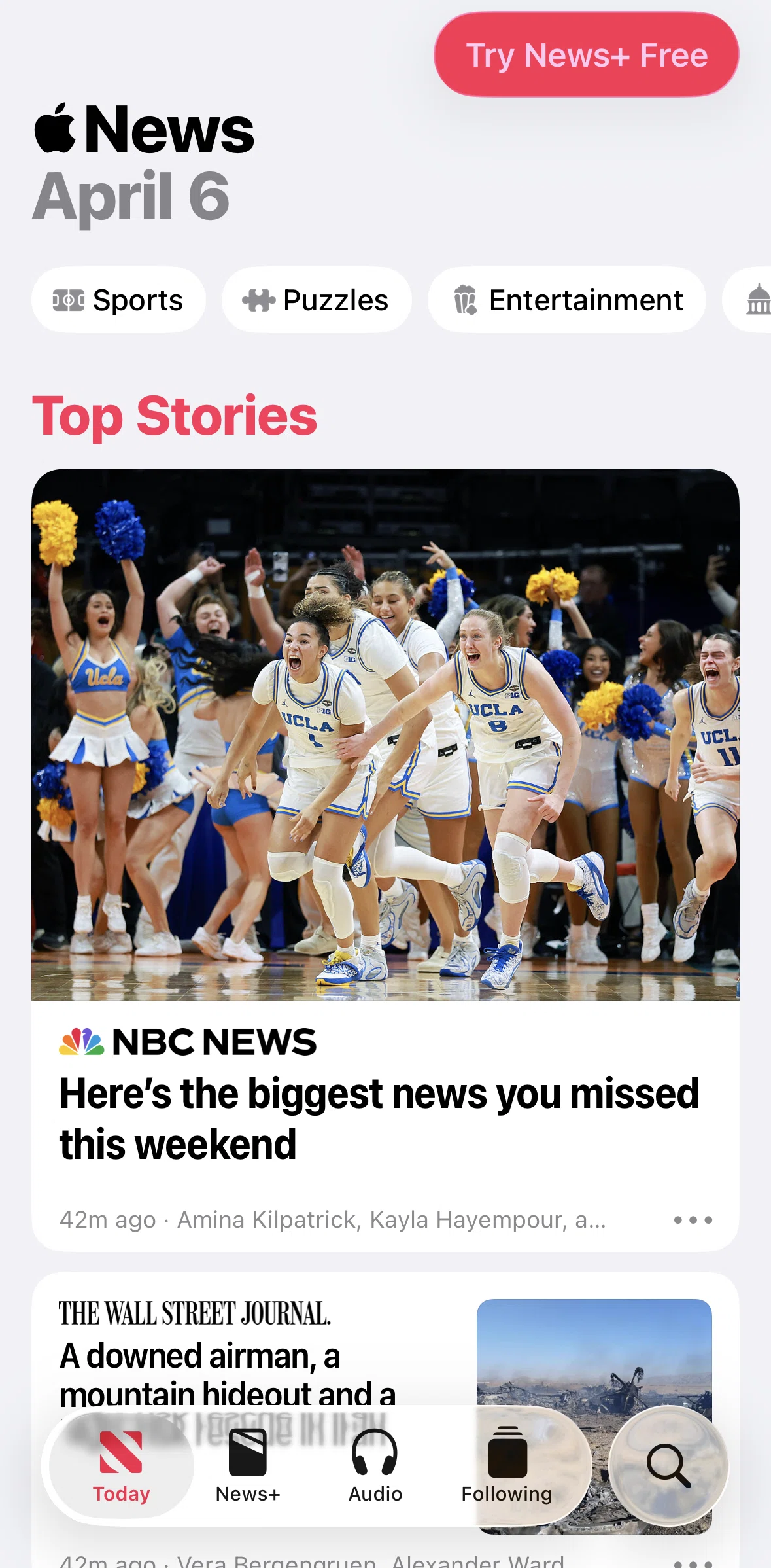 Apple News Screen screen in the Subscribing to News+ flow