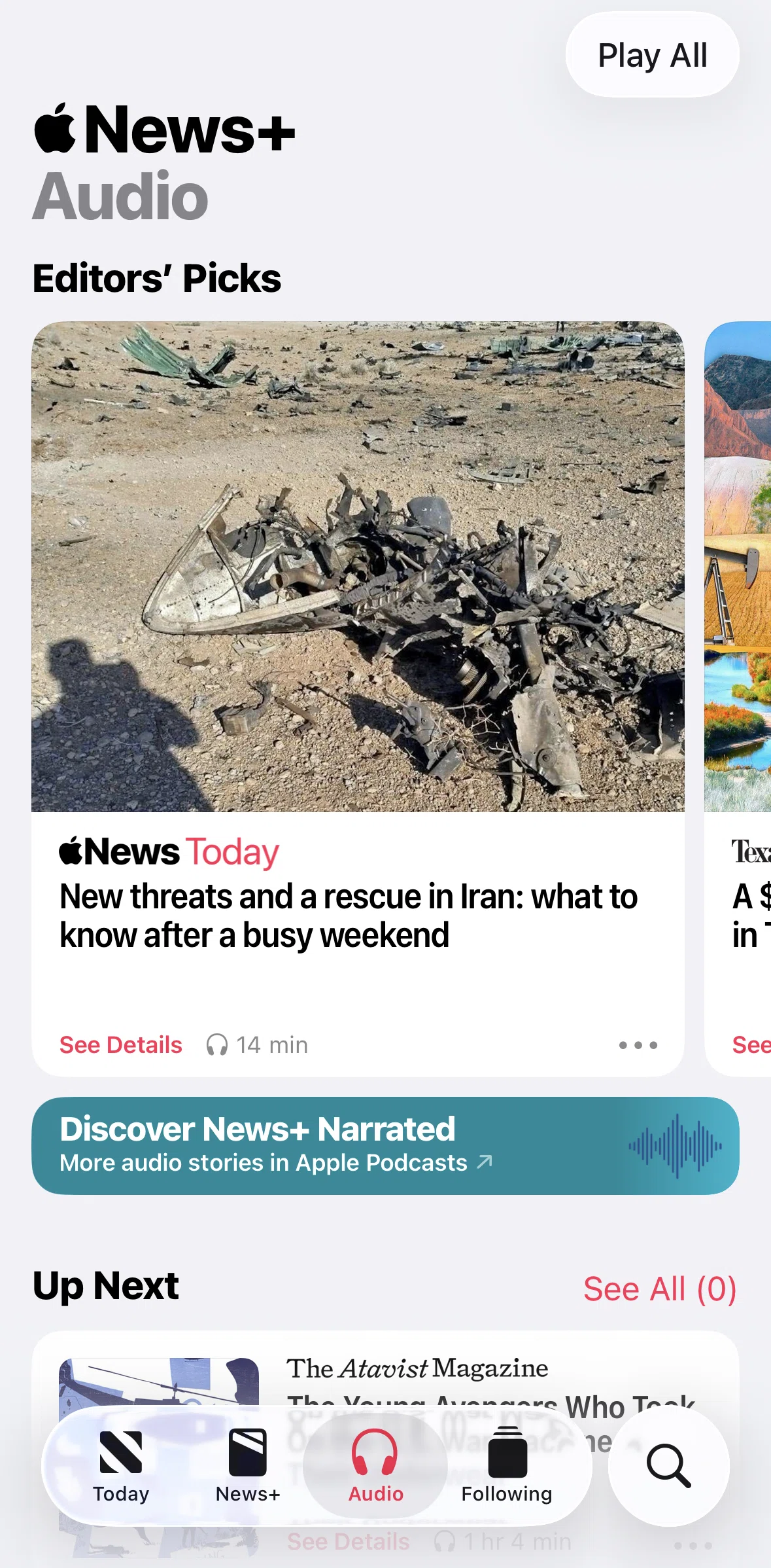 Apple News Screen screen in the Up next flow