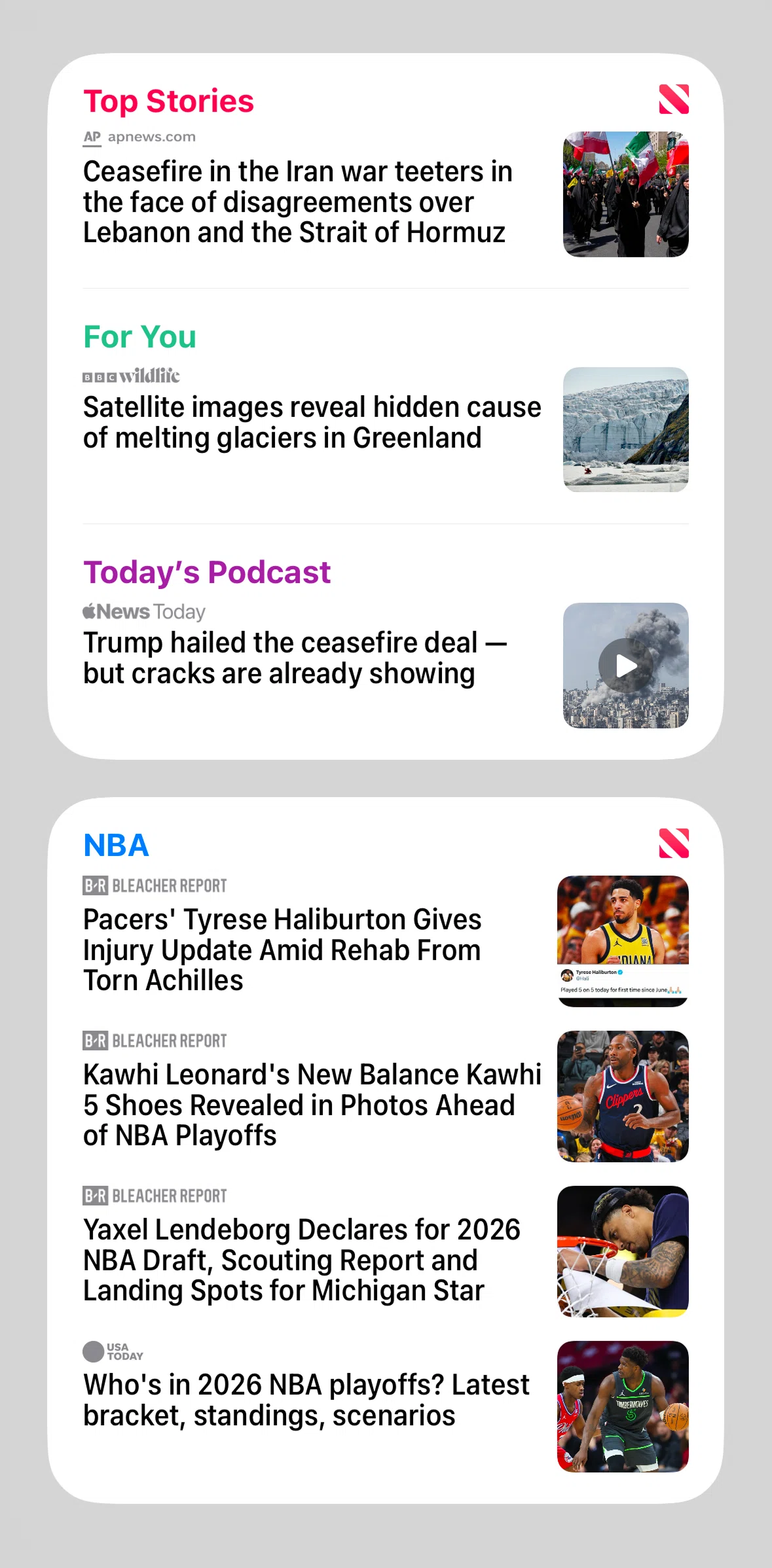 Apple News Screen screen in the Widgets flow