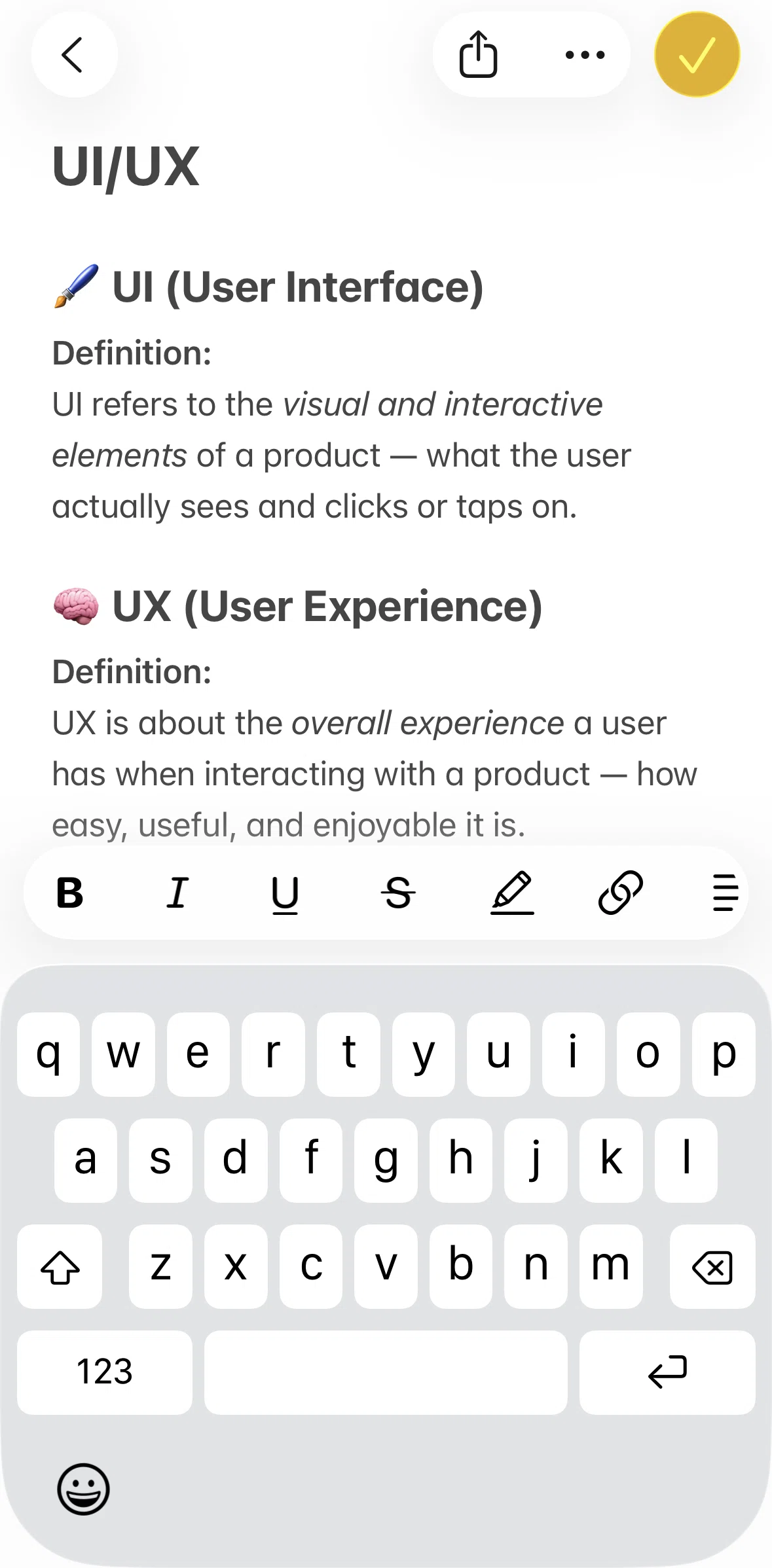 Apple Notes Screen screen in the Adding a link flow