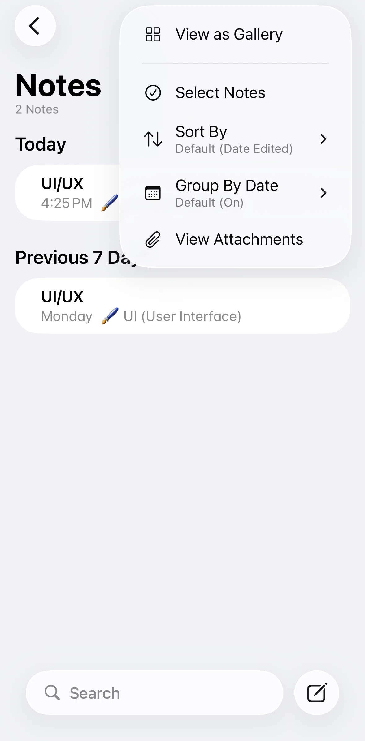 Apple Notes Screen screen in the Adding a tag flow