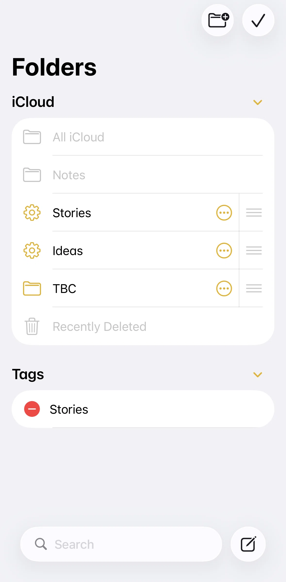 Apple Notes Screen screen in the Deleting a tag flow