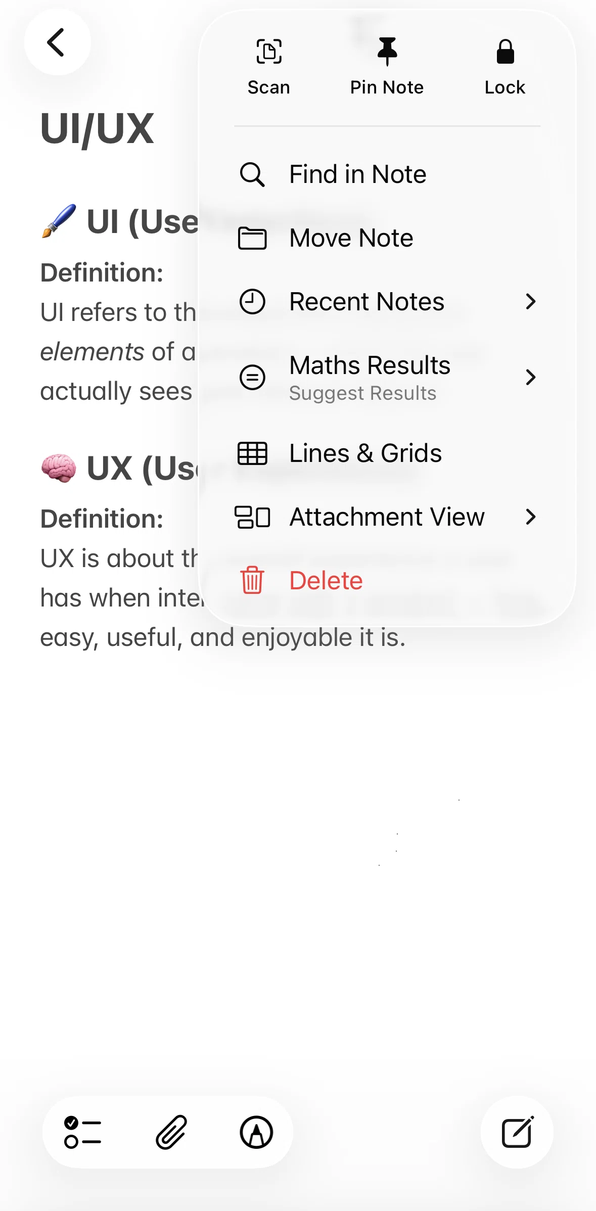 Apple Notes Screen screen in the Moving a note flow