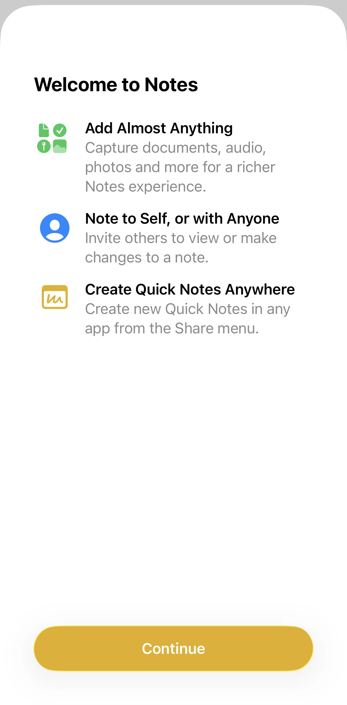 Apple Notes Screen screen in the Notes flow