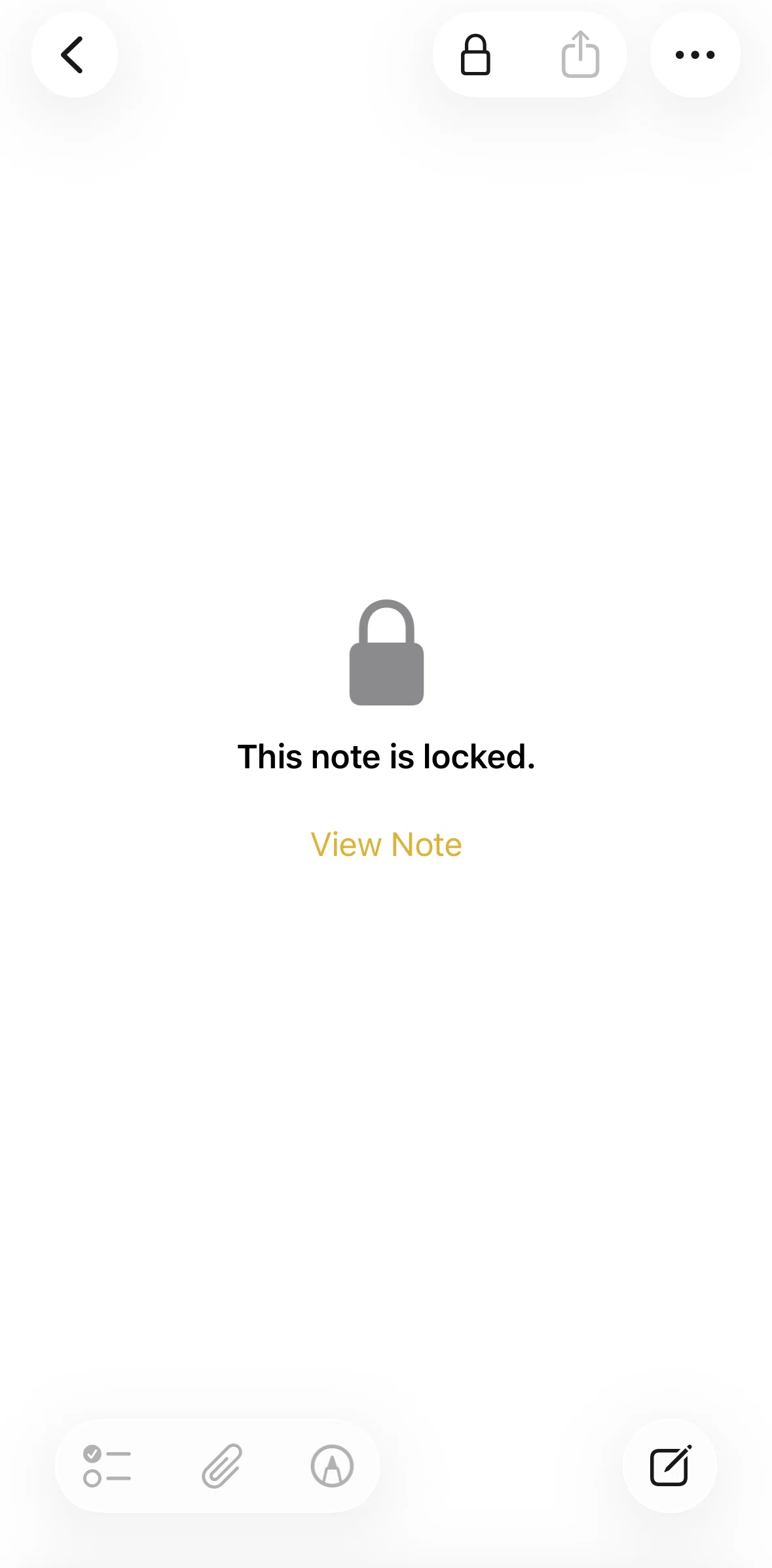 Apple Notes Screen screen in the Opening a locked note flow